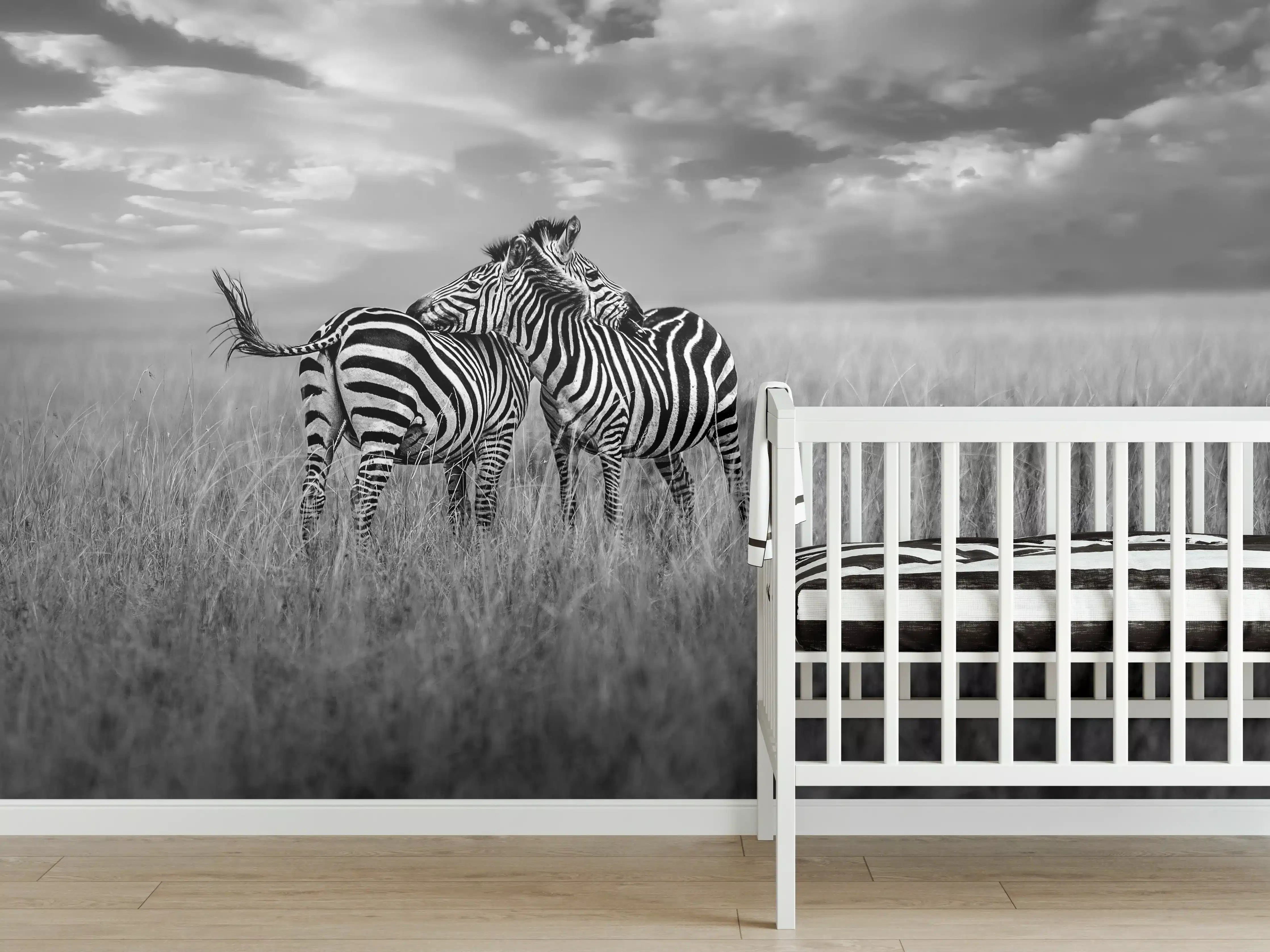 Babyzimmer Wandgestaltung - Zebras in ihrer Natur - Savanne