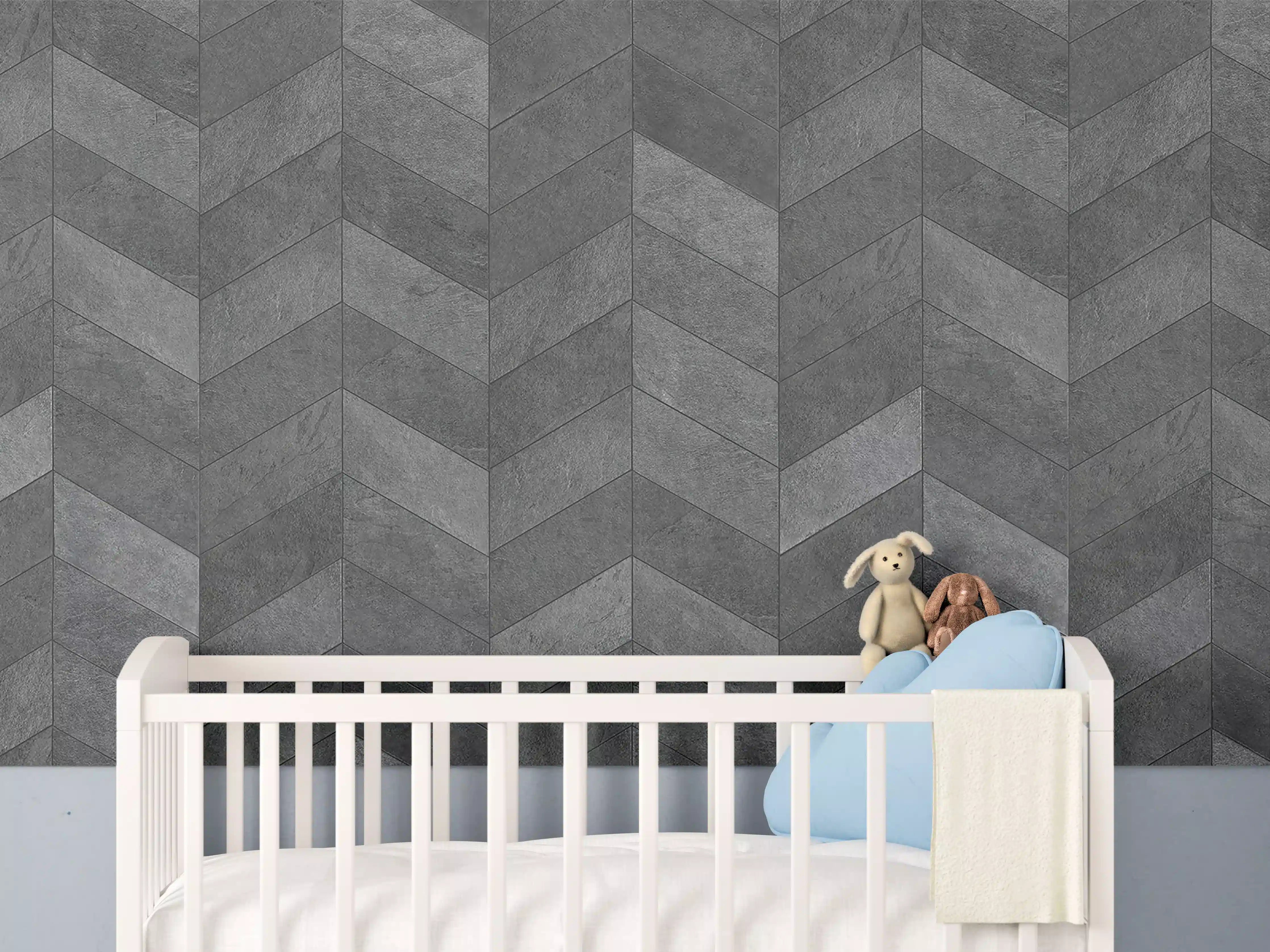 Babyzimmer Wandgestaltung - Zeitlose Grau-Marmor-Optik