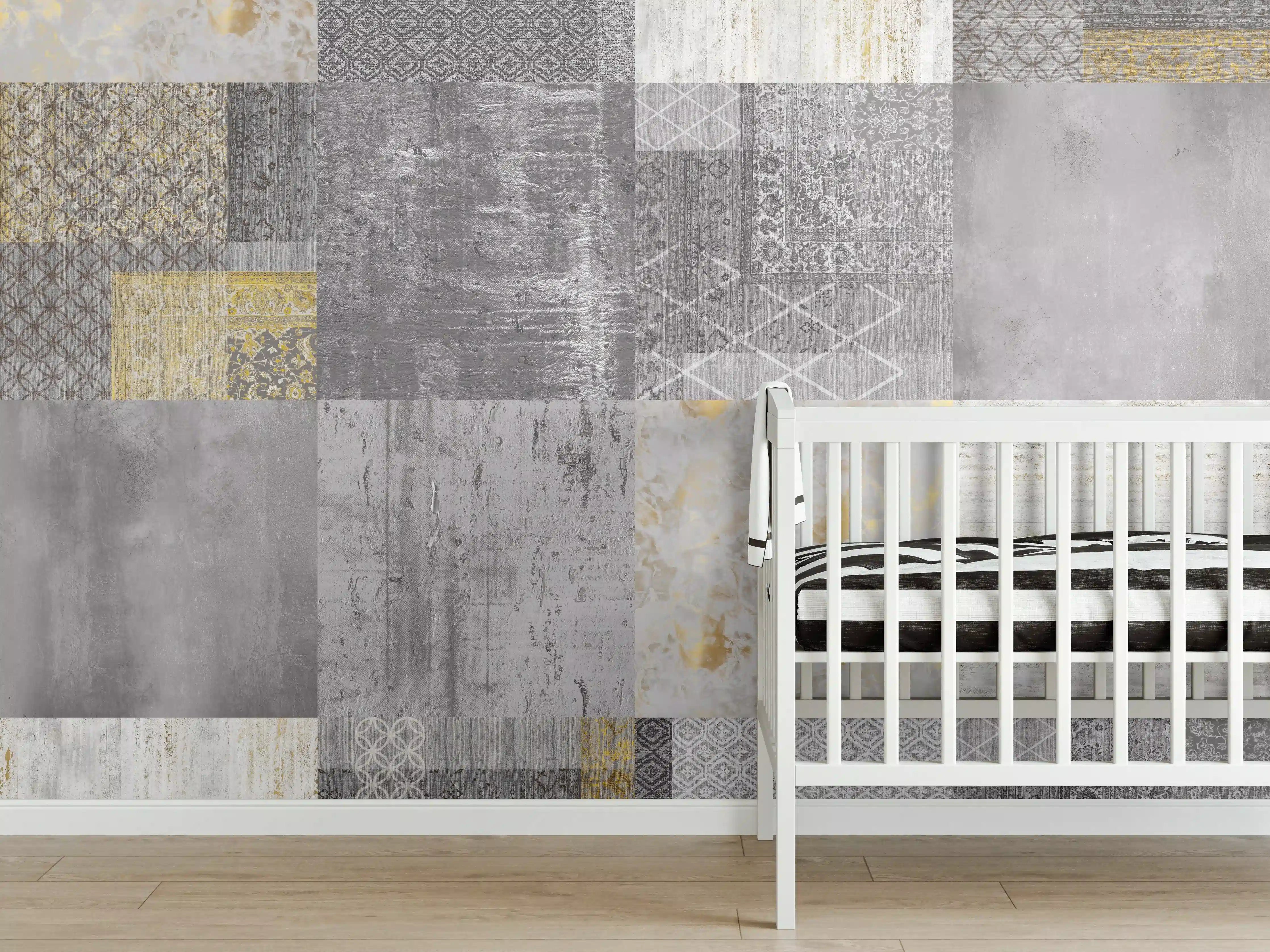 Babyzimmer Wandgestaltung - Zeitlose Grautöne mit goldenen Akzenten