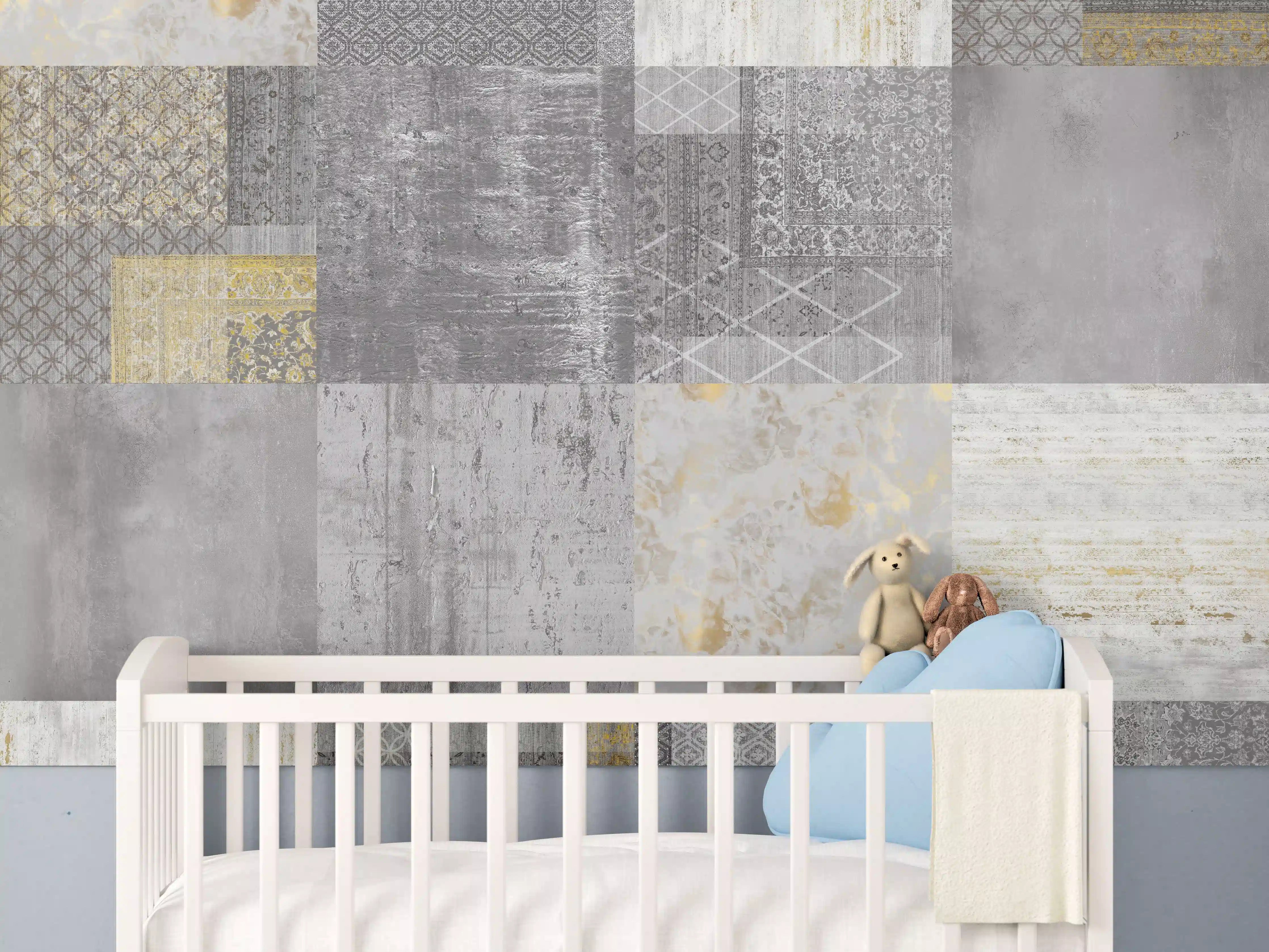 Babyzimmer Wandgestaltung - Zeitlose Grautöne mit goldenen Akzenten