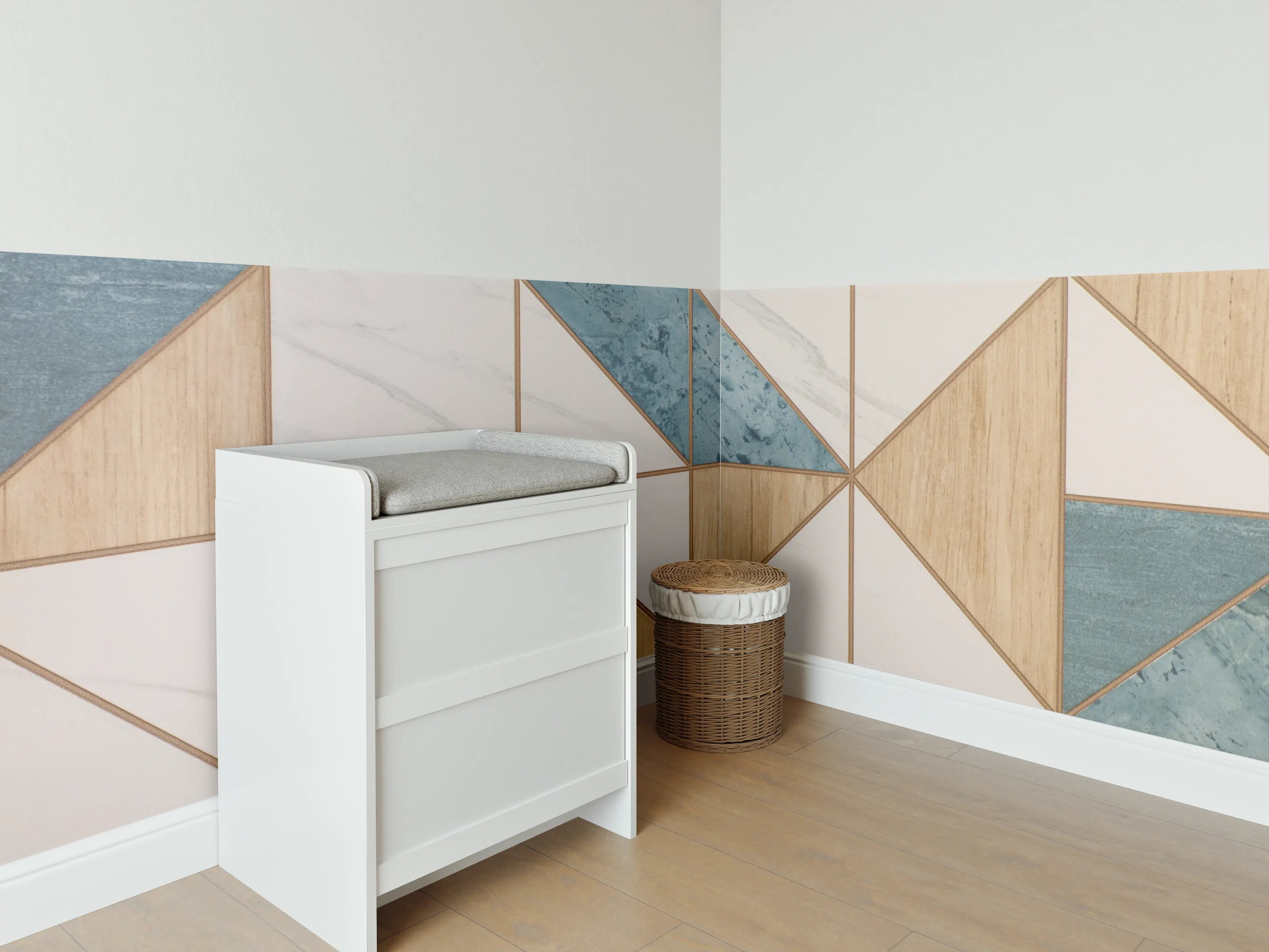 Babyzimmer Wandgestaltung - Zeitlose Grauzonen: Geometrische Wandkunst