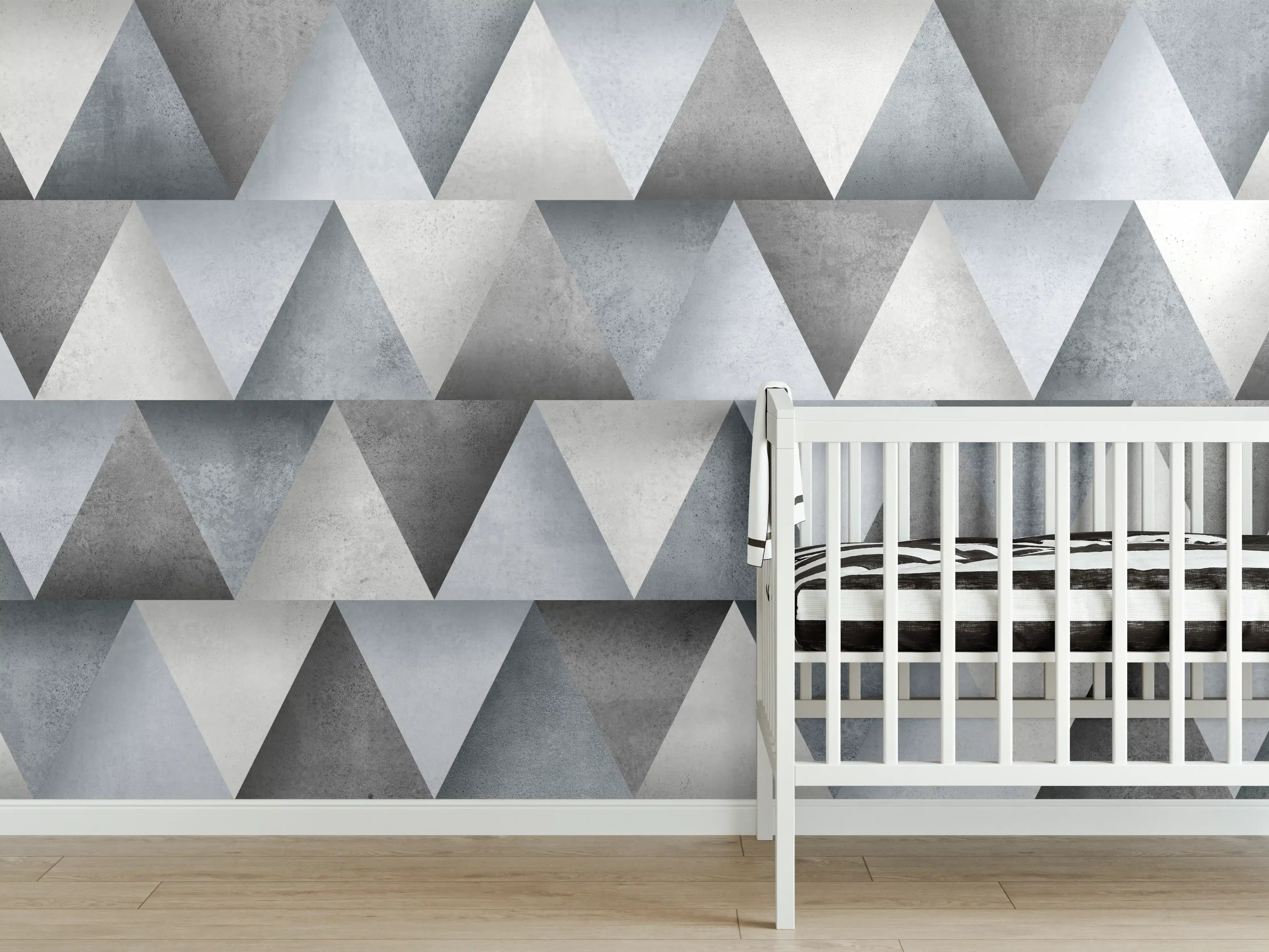 Babyzimmer Wandgestaltung - Zementstein im Dreiecks Muster