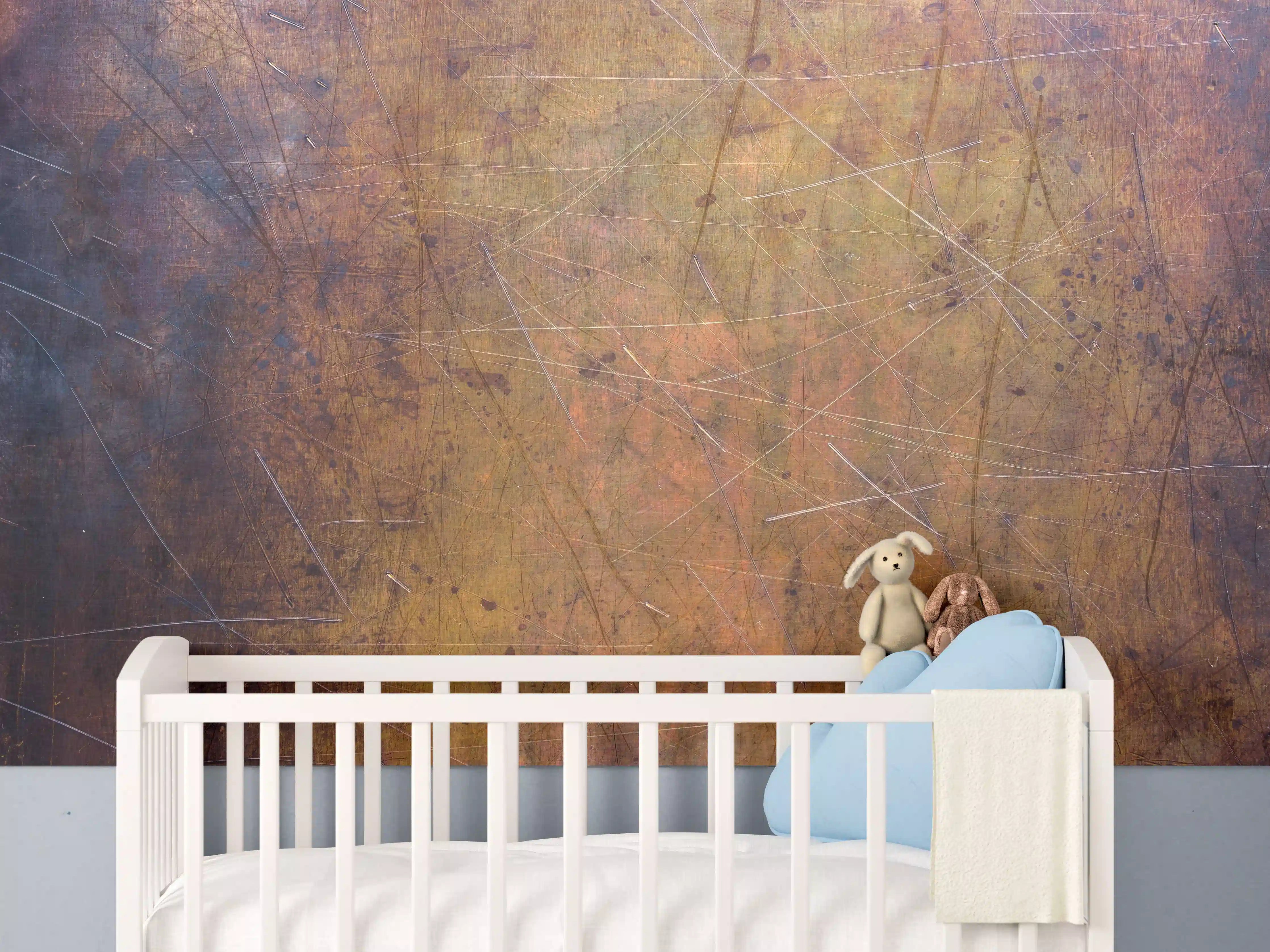 Babyzimmer Wandgestaltung - Zerkratzte Kupferplatte