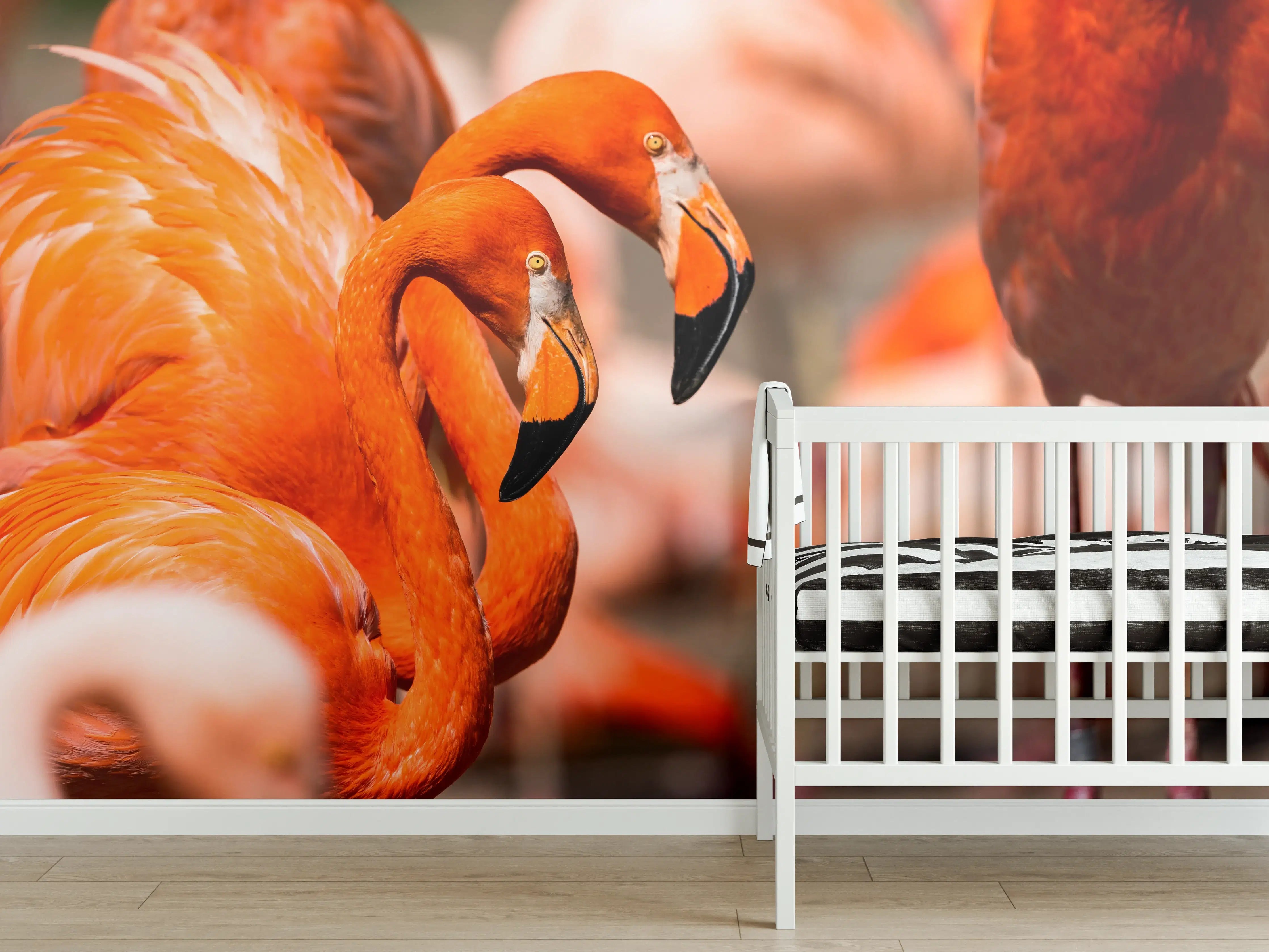Babyzimmer Wandgestaltung - Zwei Flamingos in der Herde