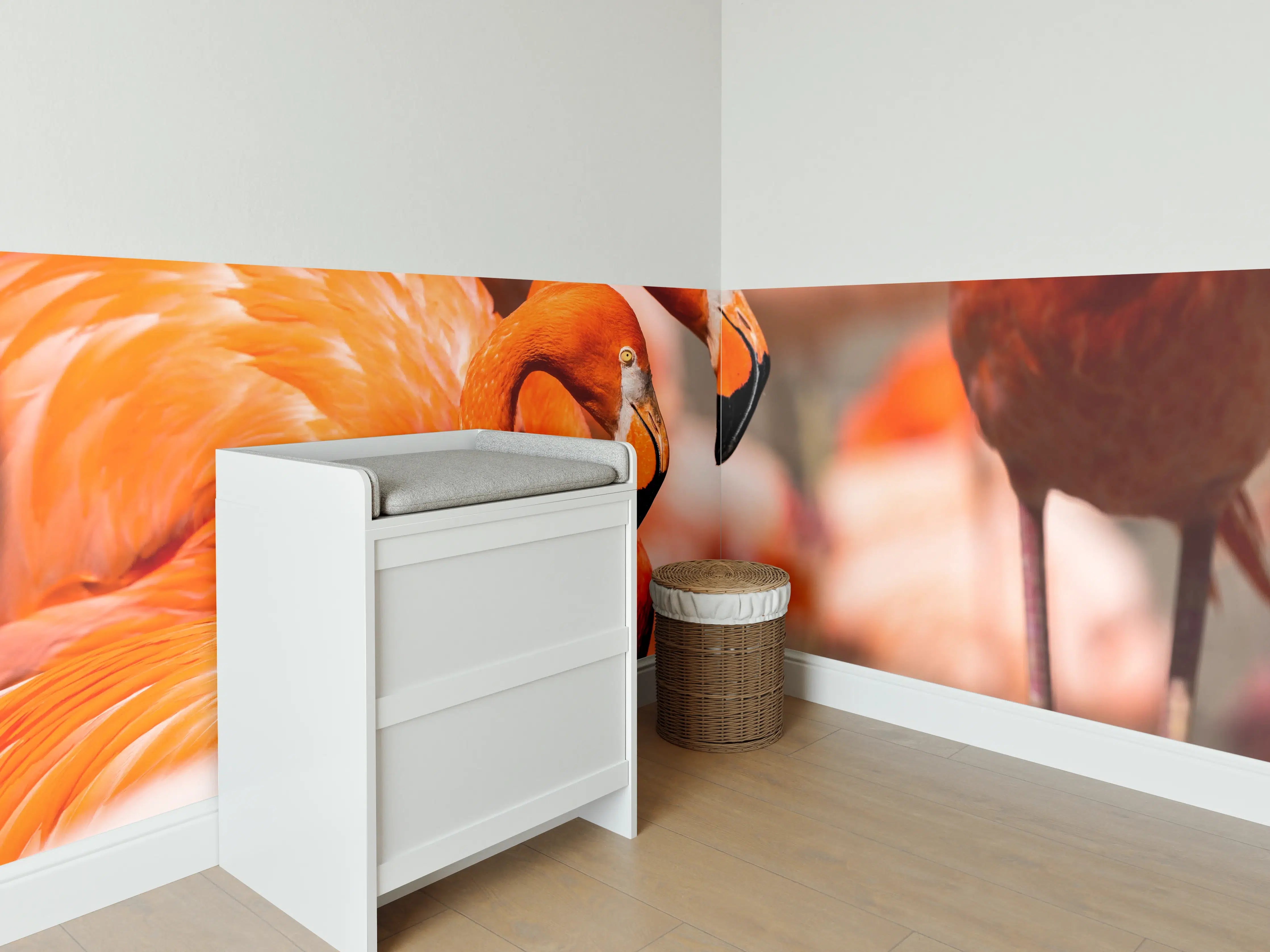 Babyzimmer Wandgestaltung - Zwei Flamingos in der Herde