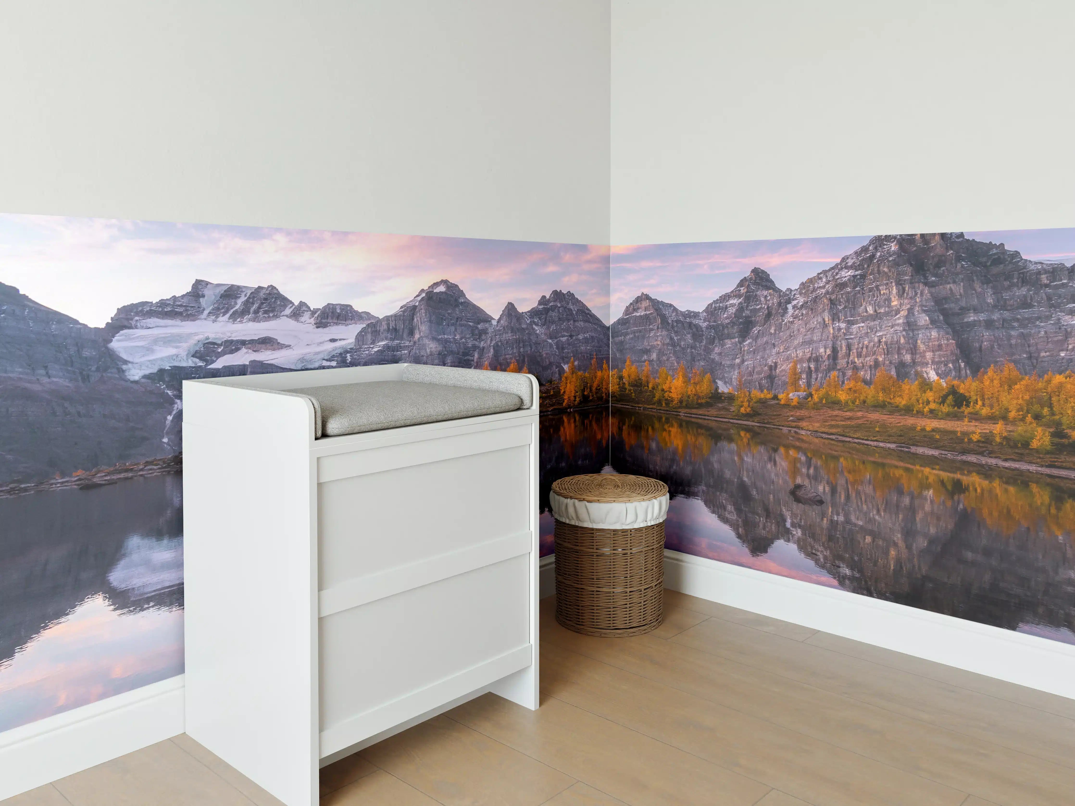 Babyzimmer Wandgestaltung - "Moderne Blumenmuster Leinwandbild in Blau und Grün - Handgemalt"