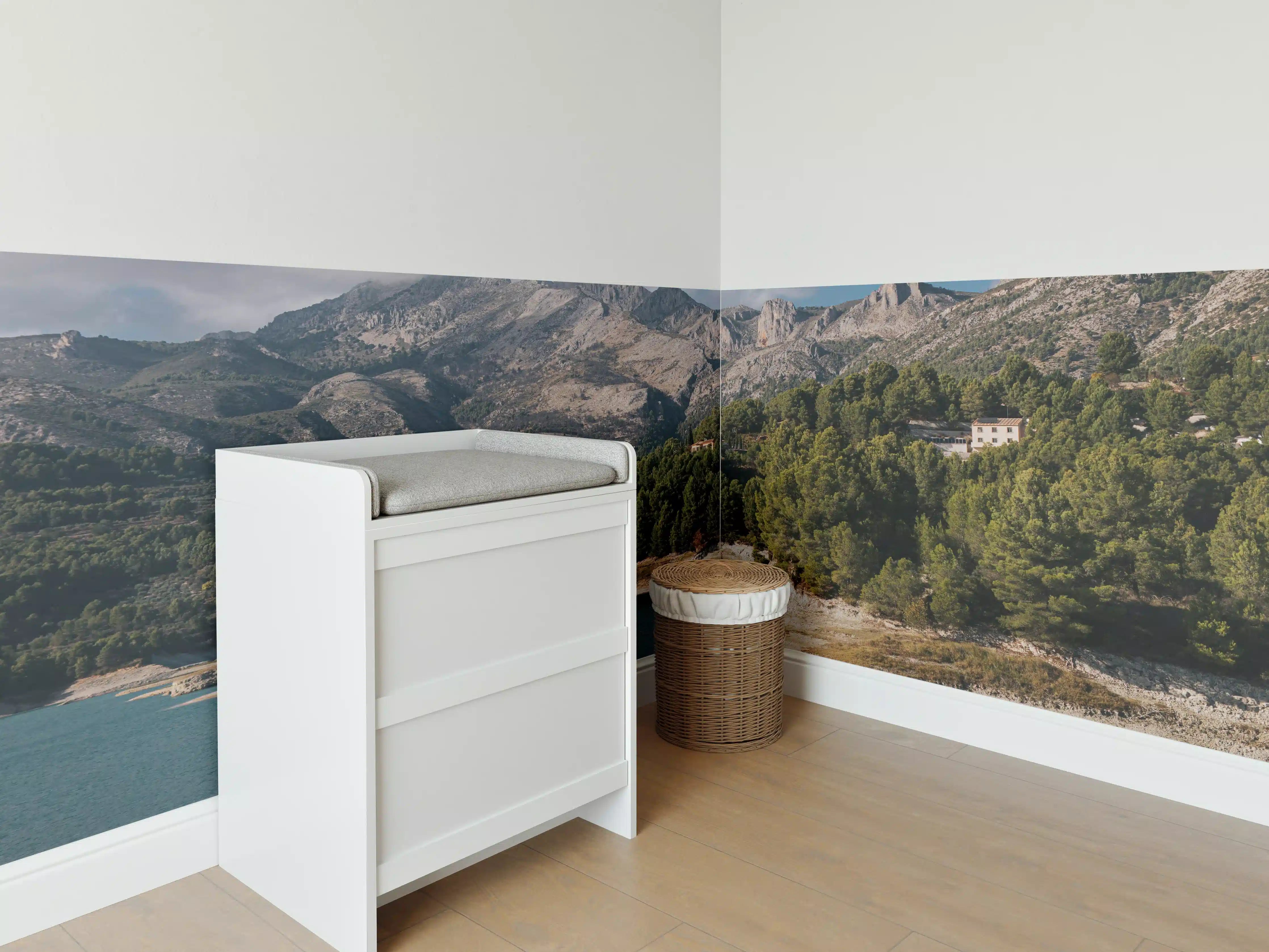 Babyzimmer Wandgestaltung - "Moderne Blumenmuster Leinwandbild, Schwarz-Weiß, 60x90 cm"