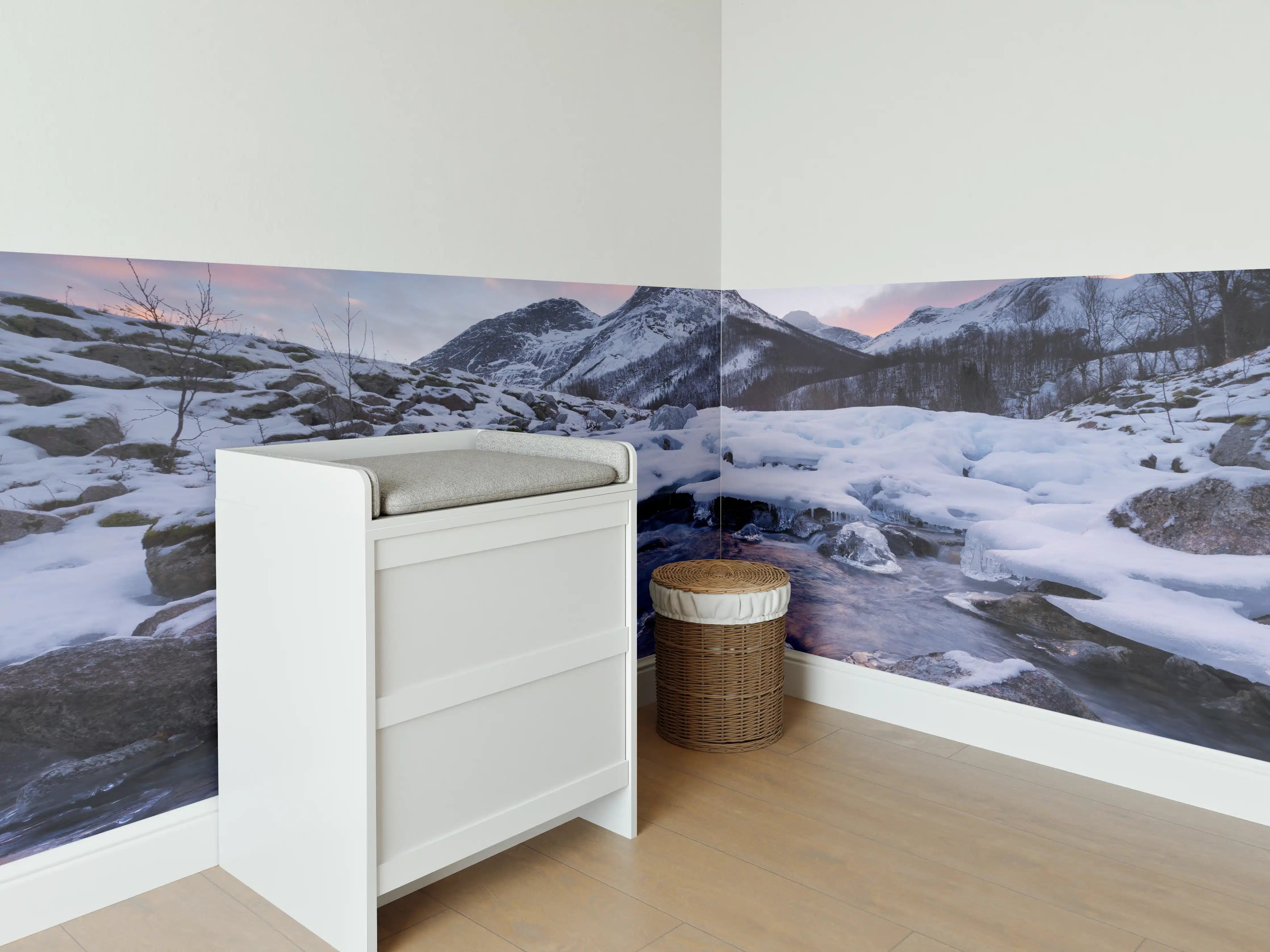 Babyzimmer Wandgestaltung - "Moderne Grau-Weiße Marmorstruktur - Wandbild Kunstdruck"