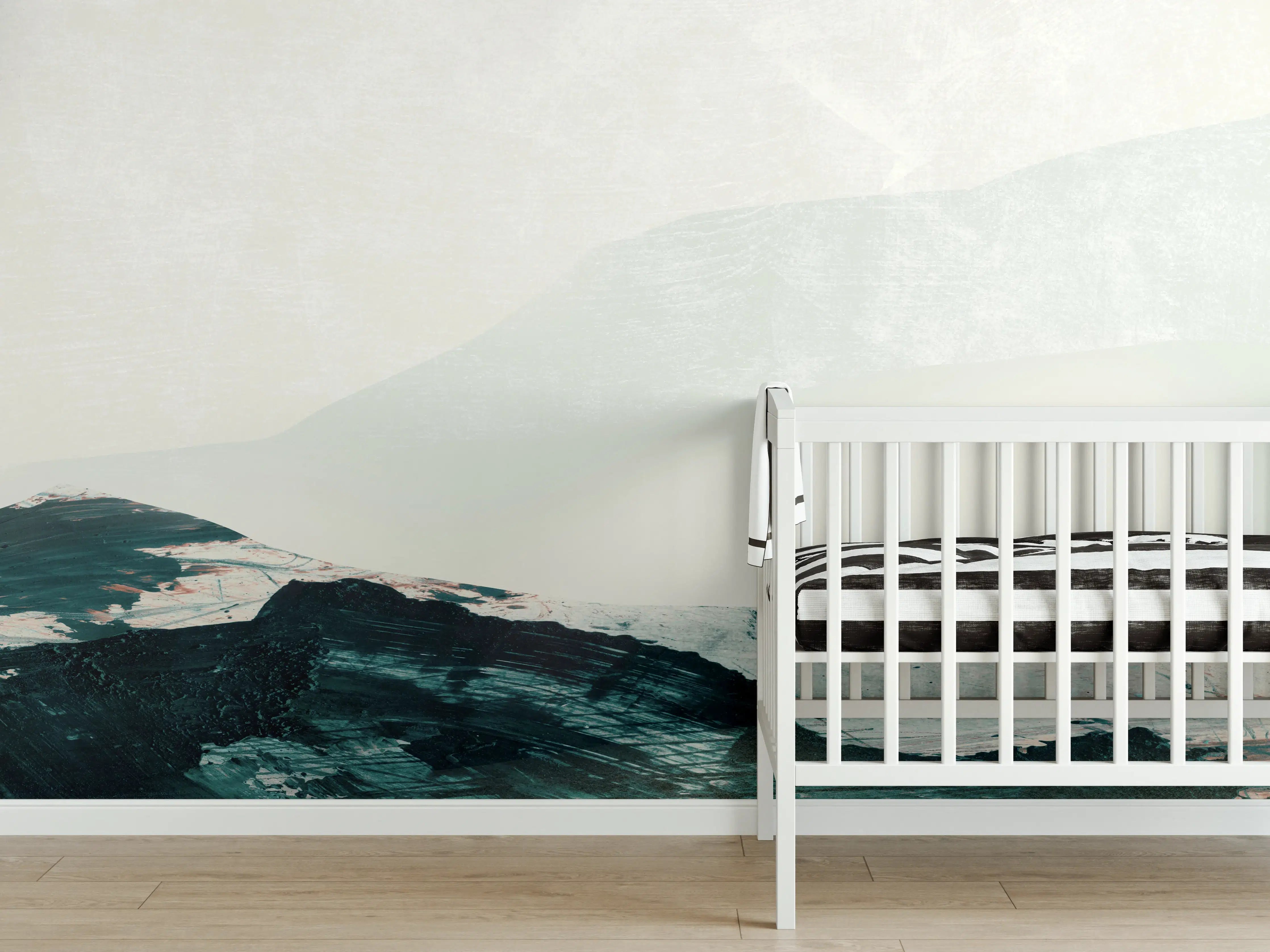Babyzimmer Wandgestaltung - "Moderner Schreibtisch aus Eiche mit schwarzem Metallgestell"