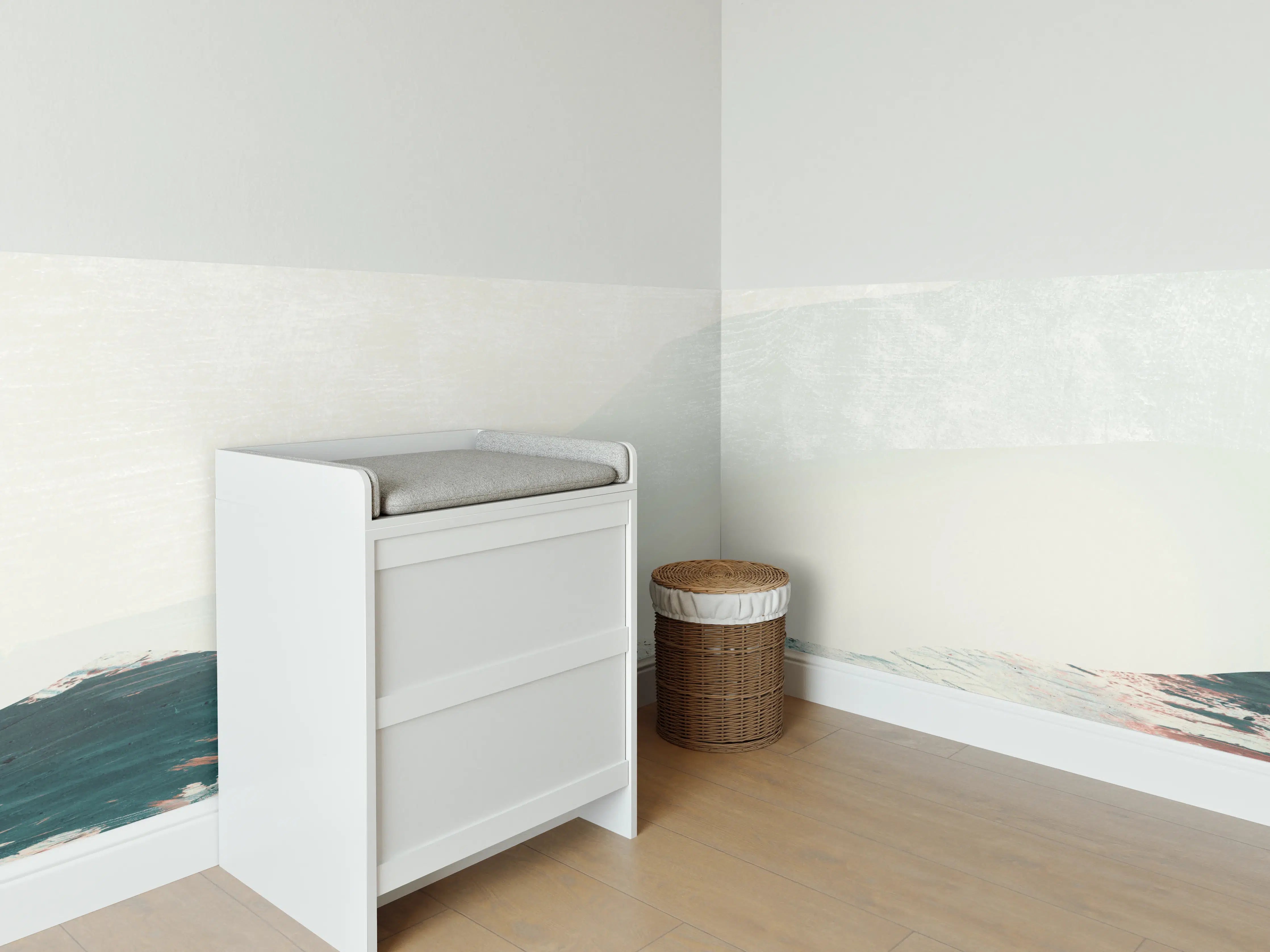 Babyzimmer Wandgestaltung - "Moderner Schreibtisch aus Eiche mit schwarzem Metallgestell"