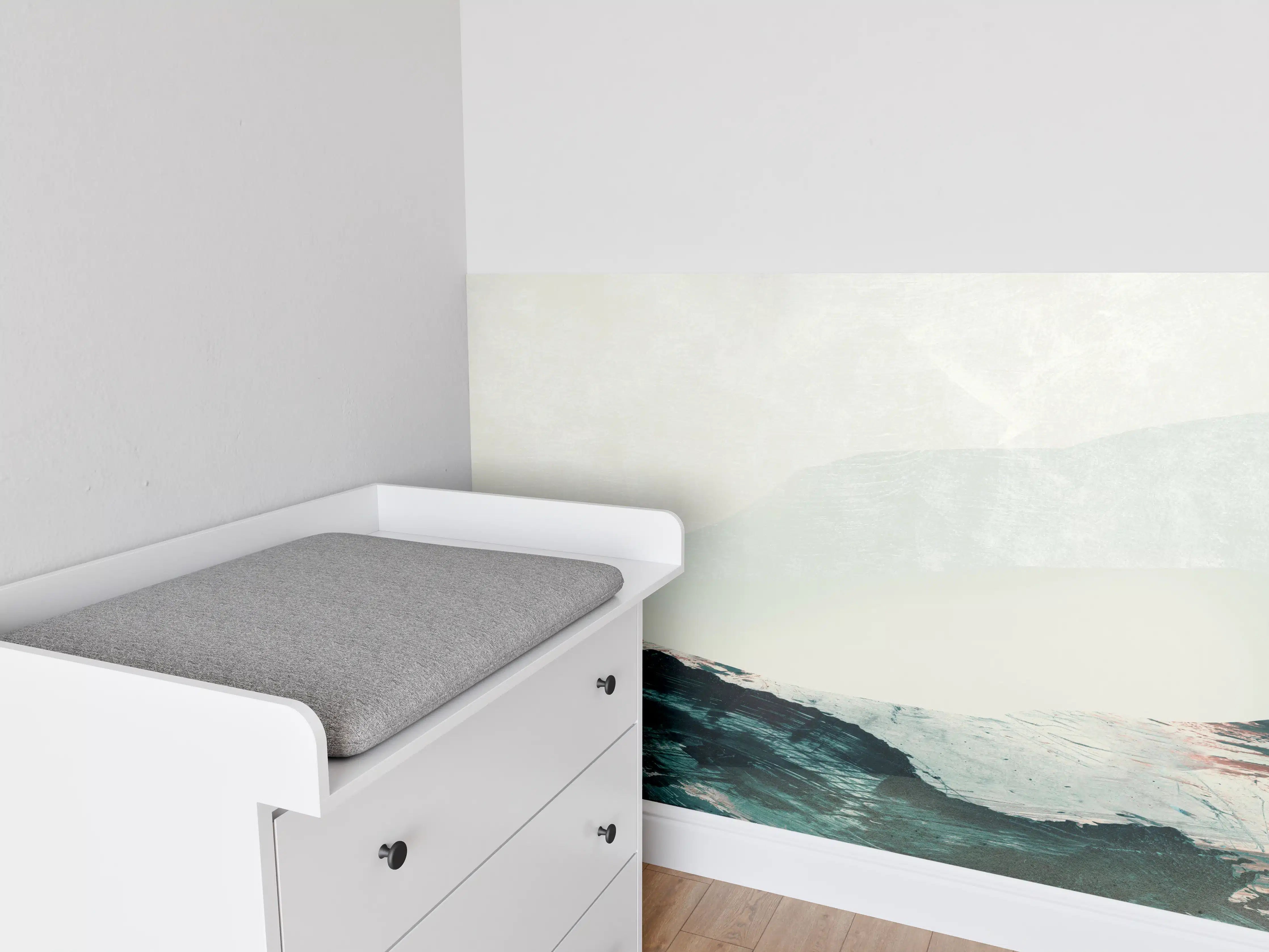 Babyzimmer Wandgestaltung - "Moderner Schreibtisch aus Eiche mit schwarzem Metallgestell"