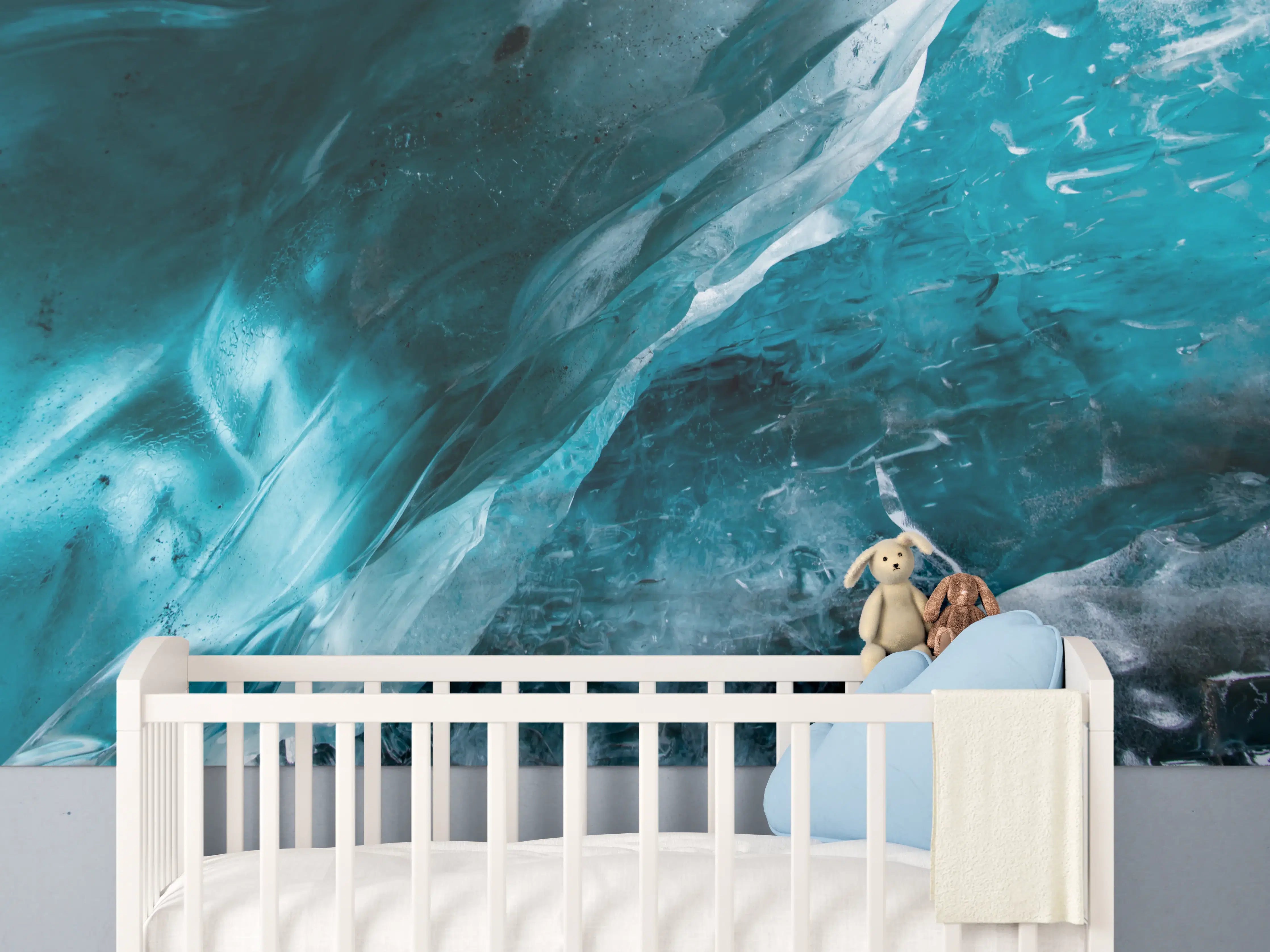 Babyzimmer Wandgestaltung - abstrakte Eis-Komposition
