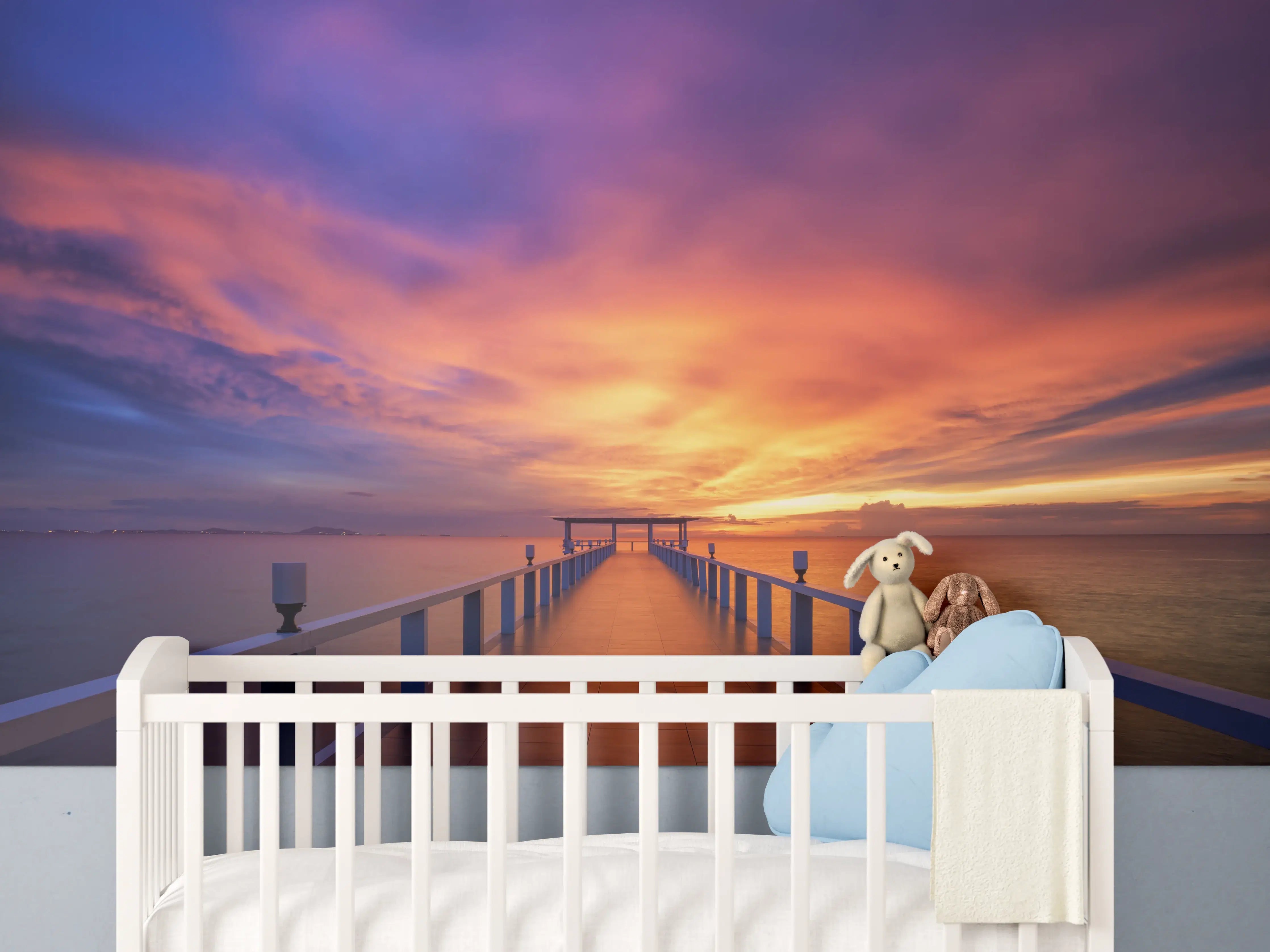Babyzimmer Wandgestaltung - bezaubernde Holzbrücke in Chon Buri