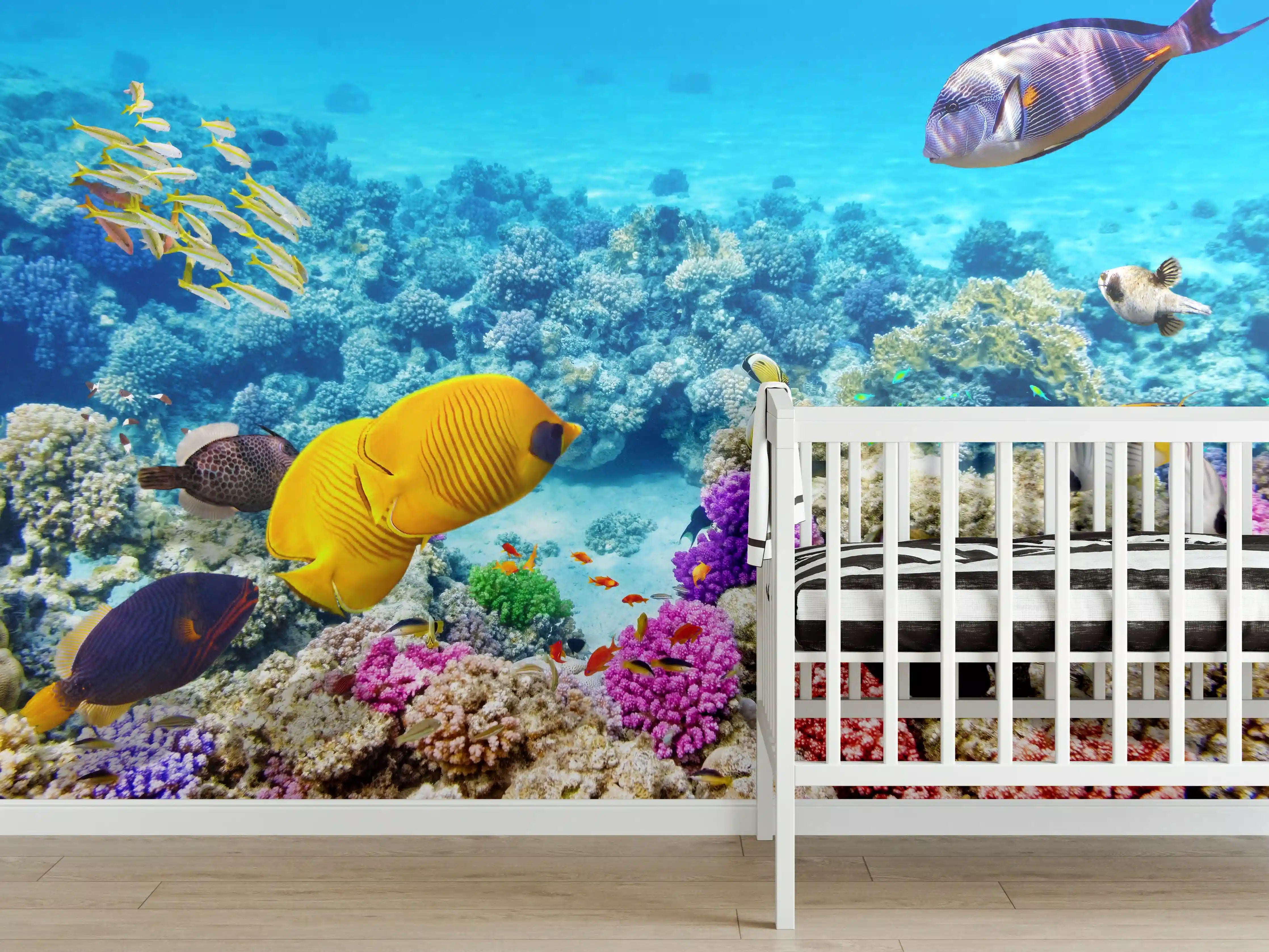 Babyzimmer Wandgestaltung - bunte Unterwasserwelt in Australien