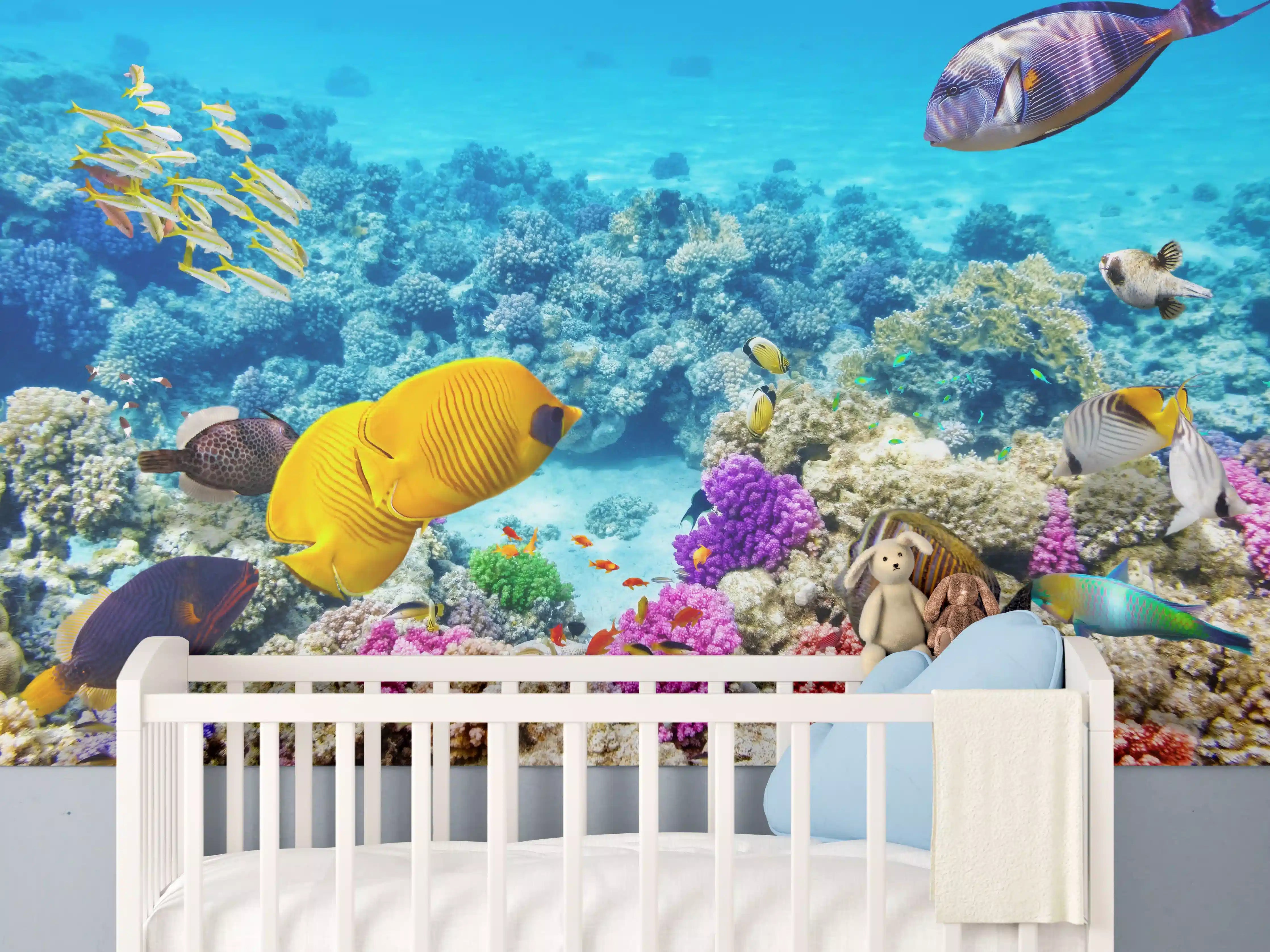 Babyzimmer Wandgestaltung - bunte Unterwasserwelt in Australien