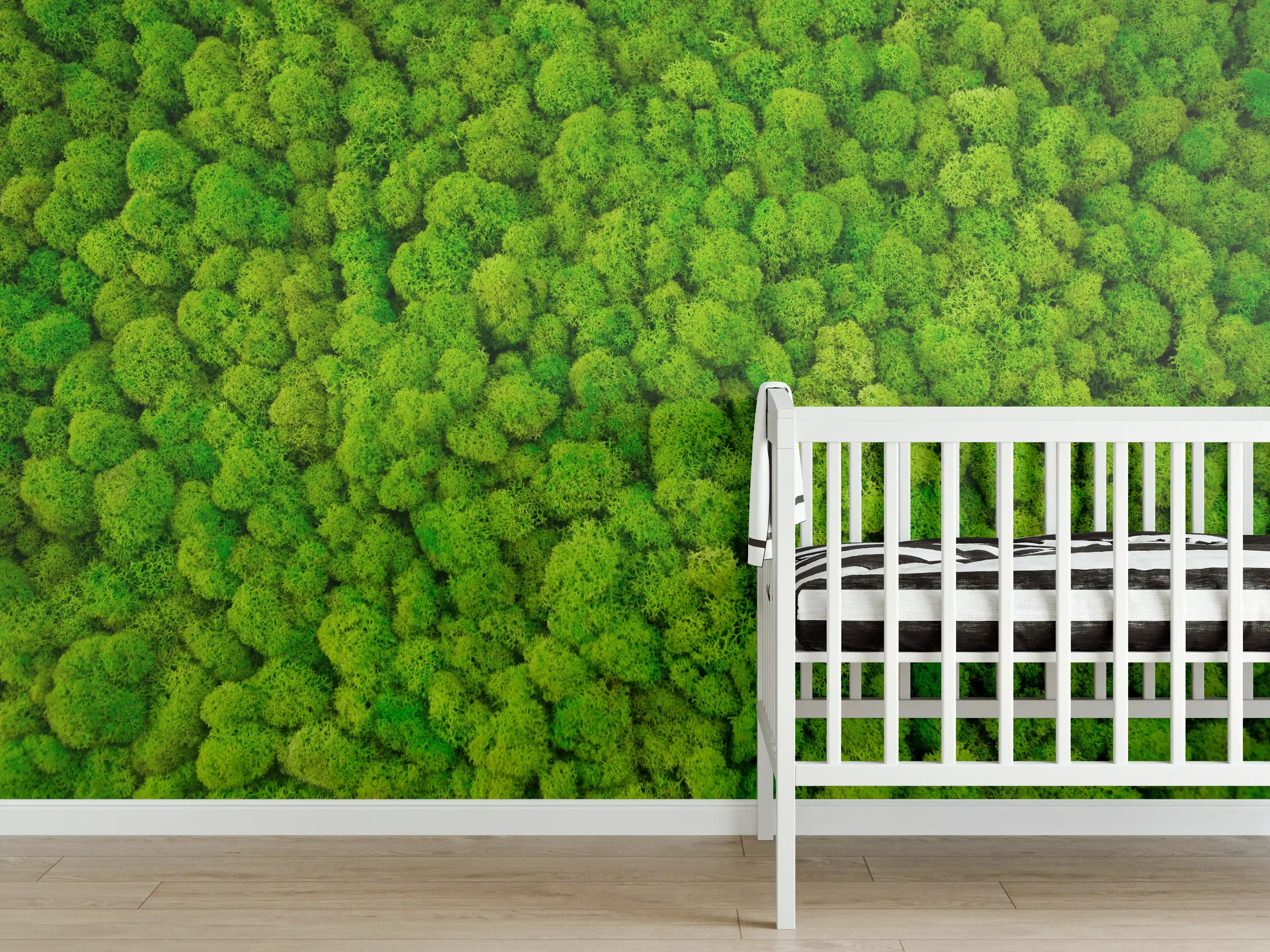 Babyzimmer Wandgestaltung - dekoratives Moos Design