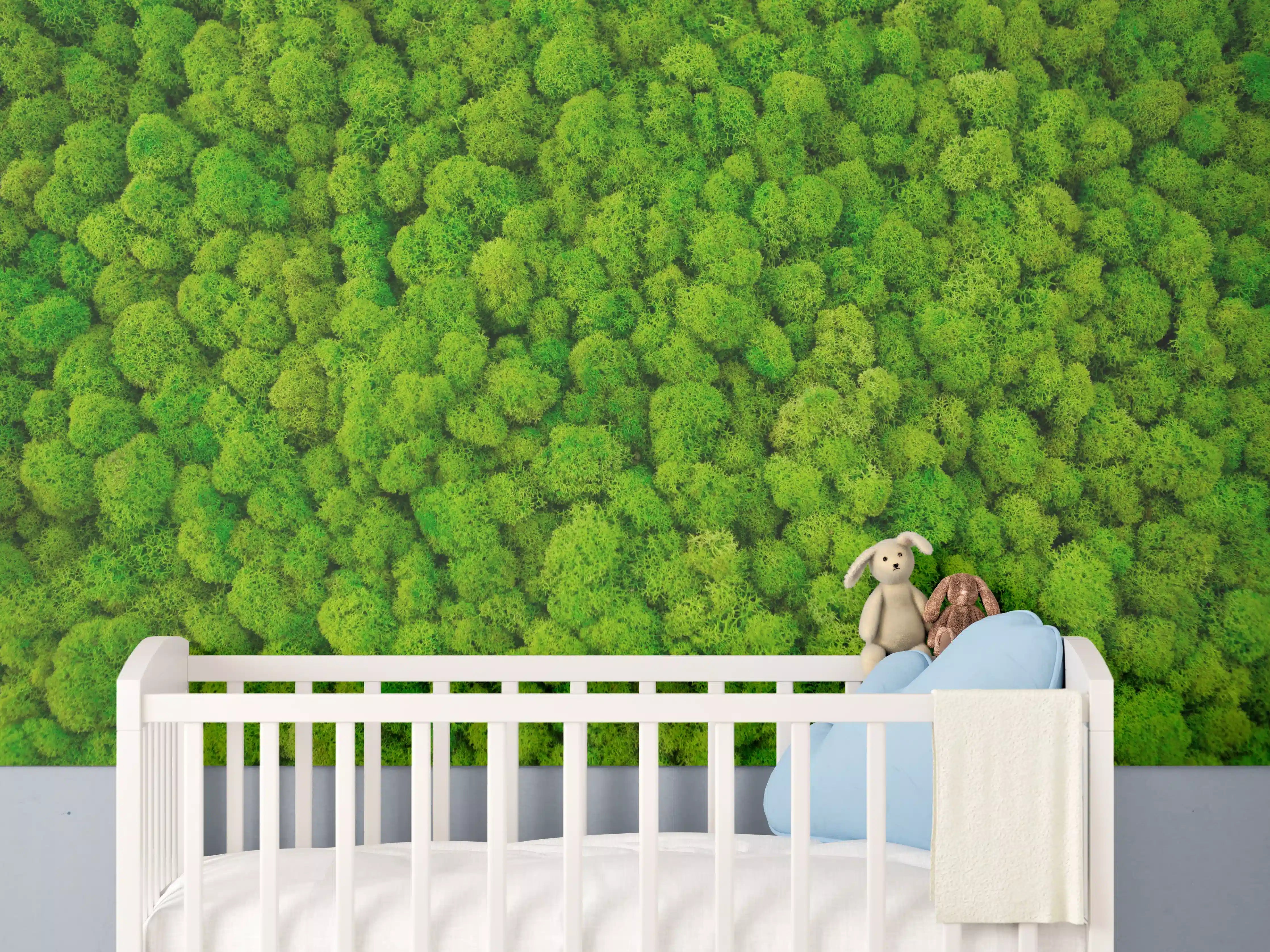 Babyzimmer Wandgestaltung - dekoratives Moos Design