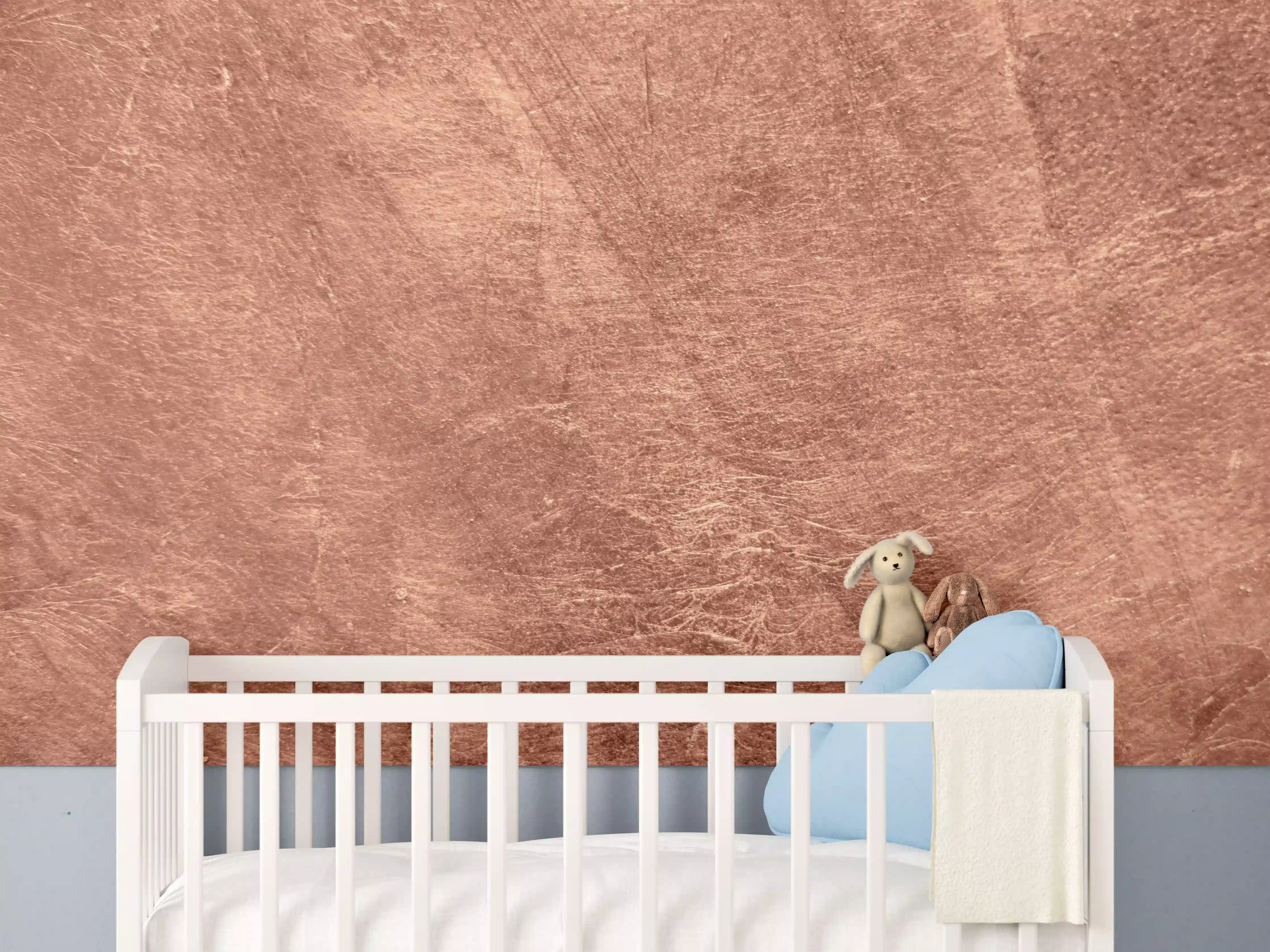 Babyzimmer Wandgestaltung - gebürstetes belichtetes Kupfer