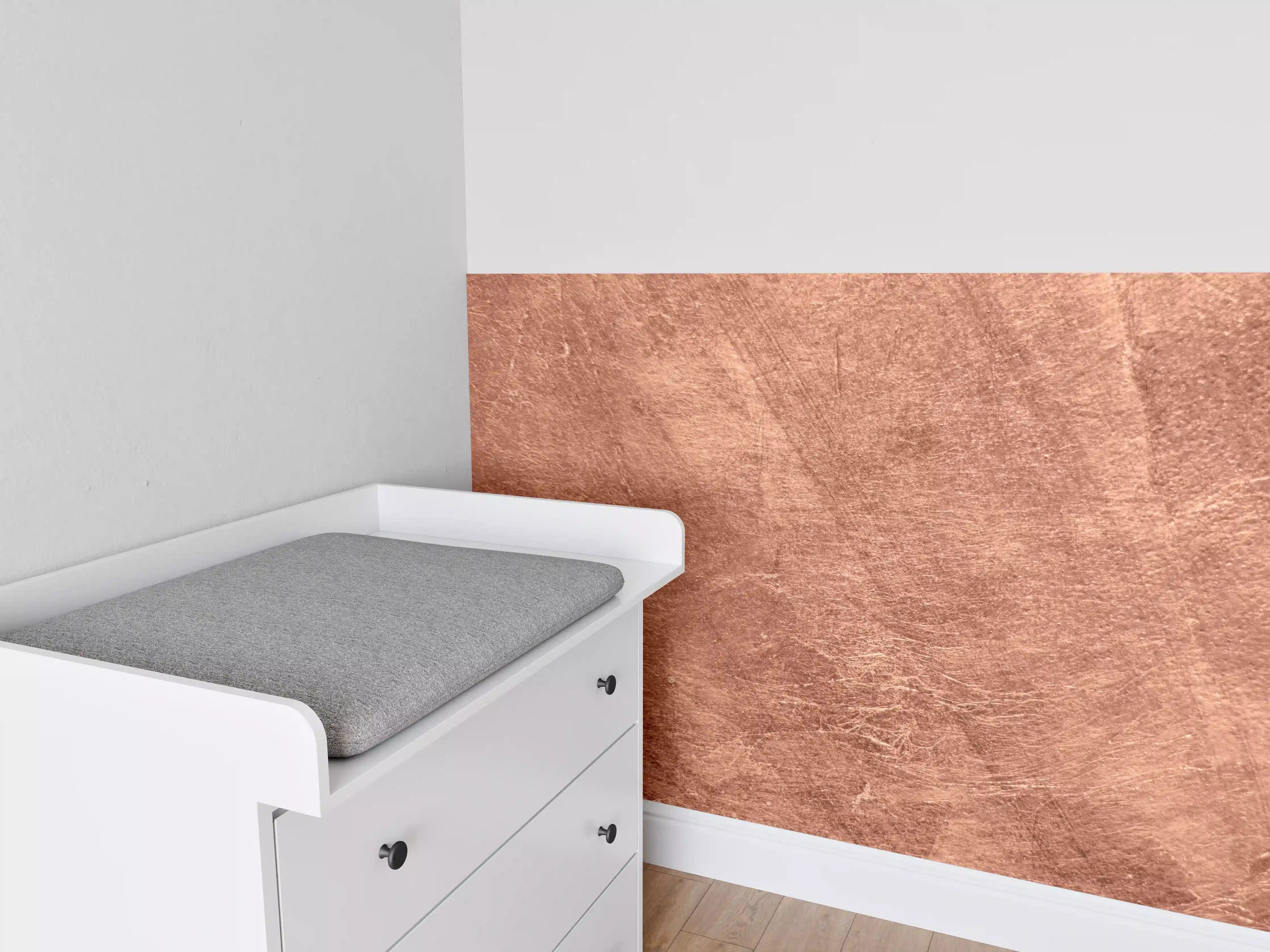 Babyzimmer Wandgestaltung - gebürstetes belichtetes Kupfer