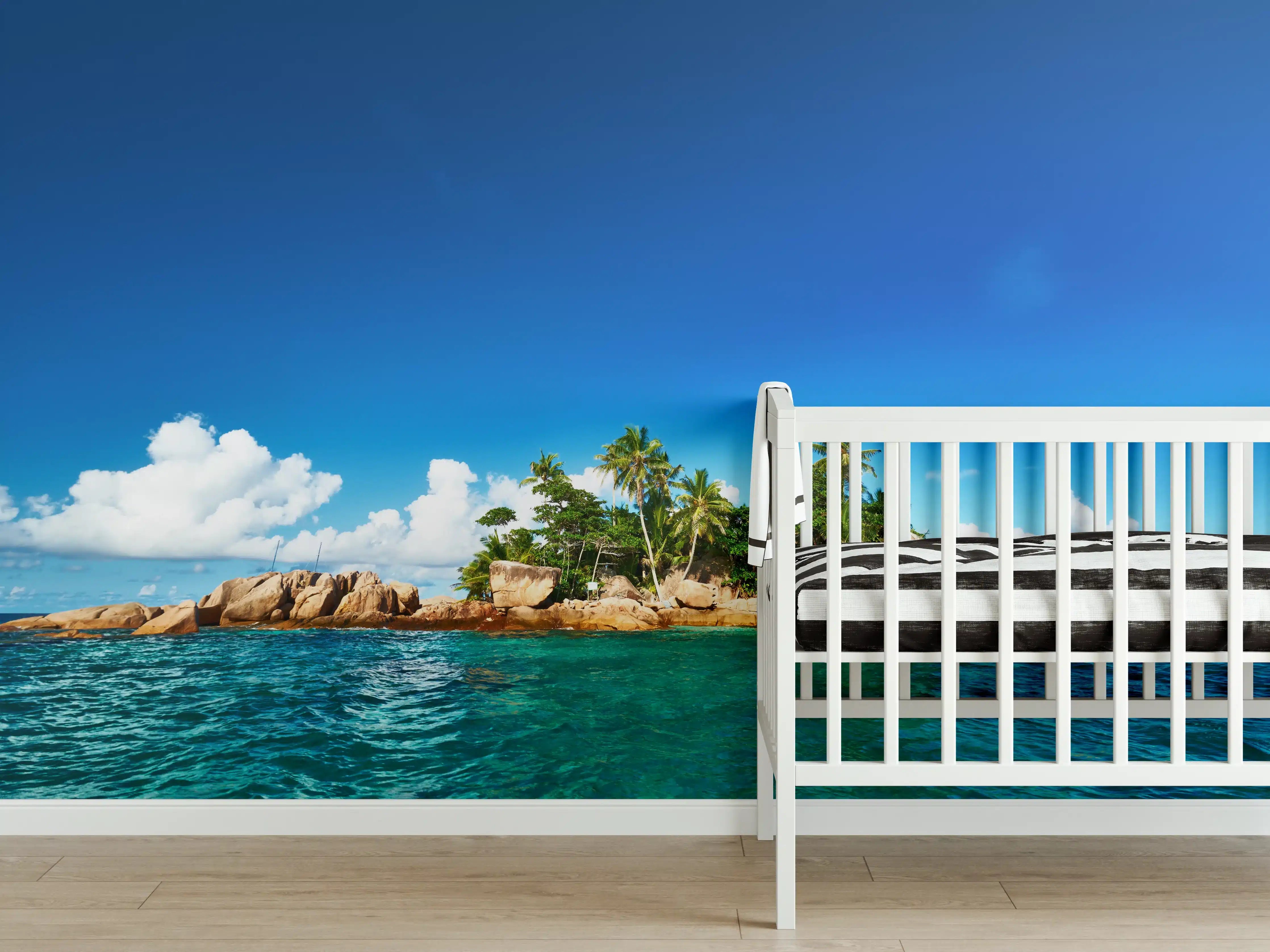 Babyzimmer Wandgestaltung - kleine tropische Insel vor Sankt Pierre