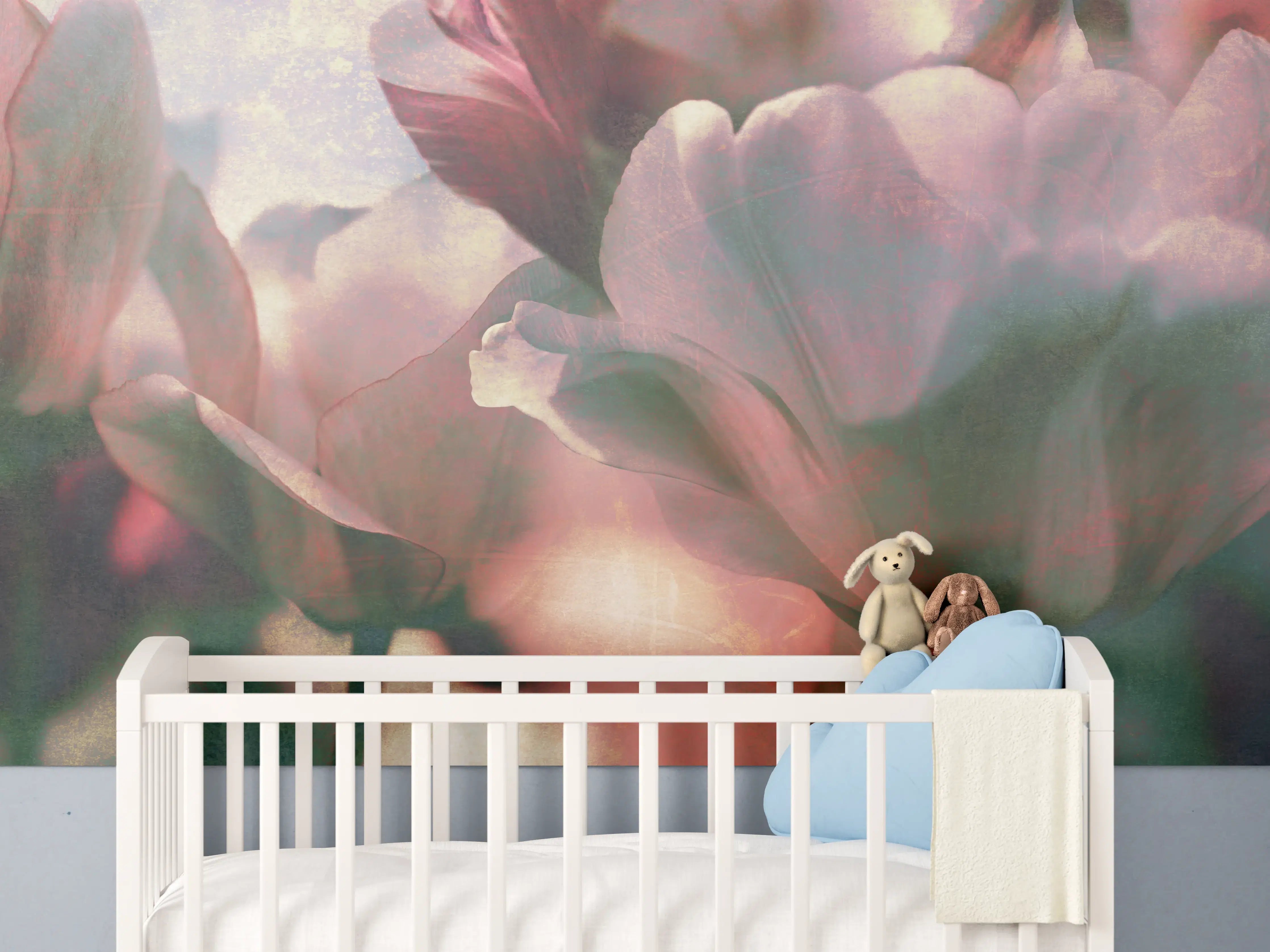 Babyzimmer Wandgestaltung - nostalgische Tulpen