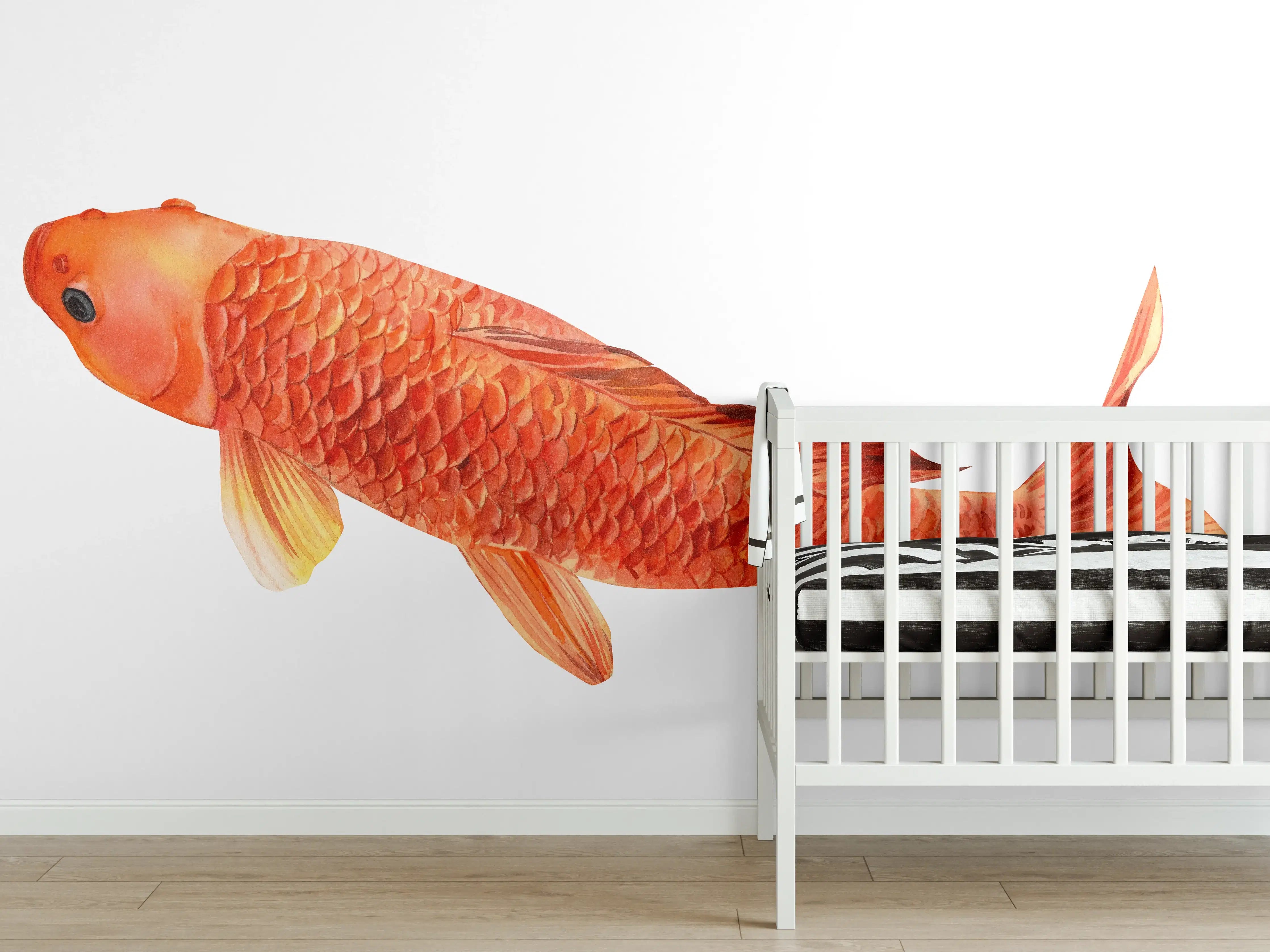 Babyzimmer Wandgestaltung - orangefarbener Koi