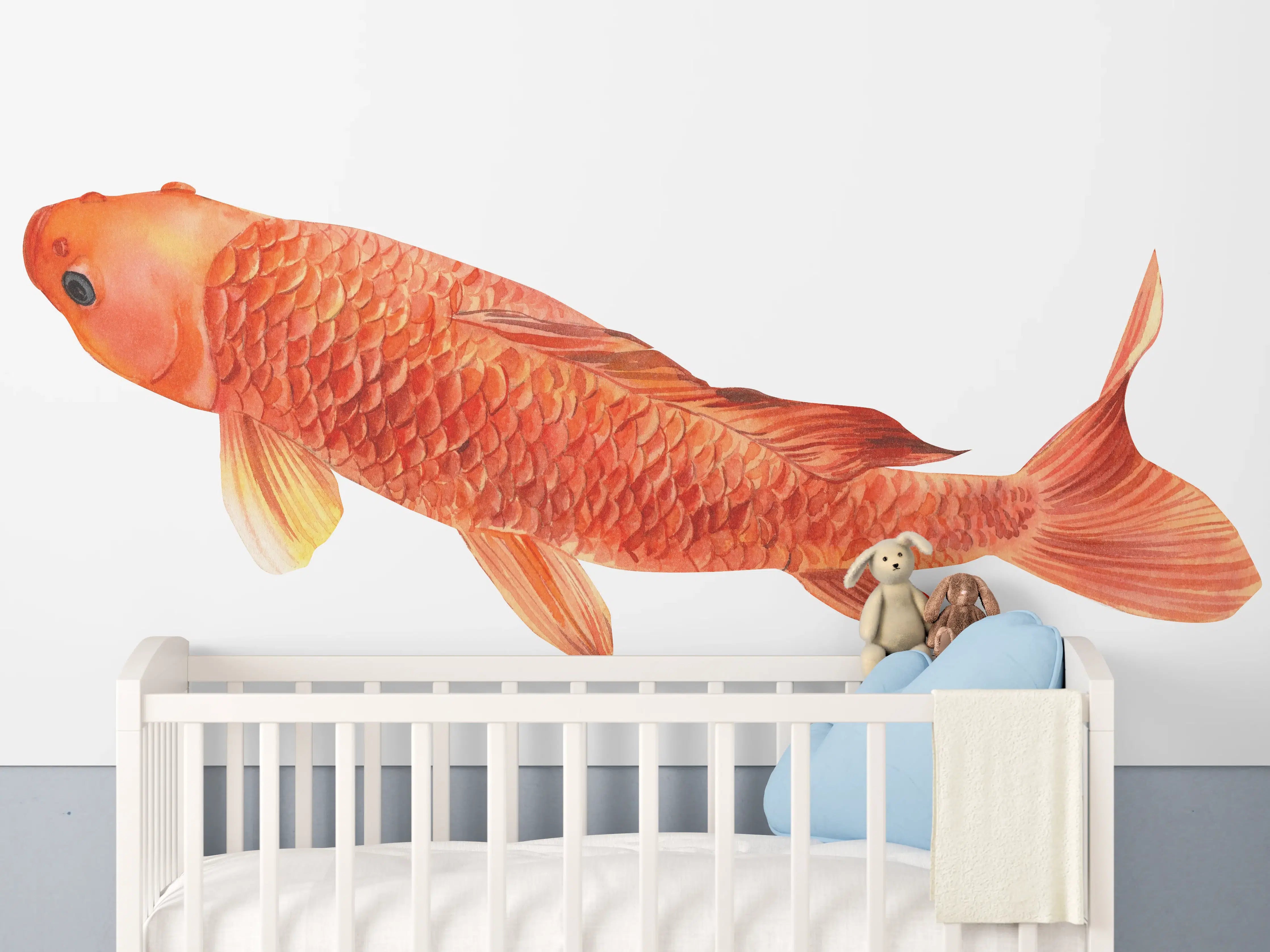 Babyzimmer Wandgestaltung - orangefarbener Koi