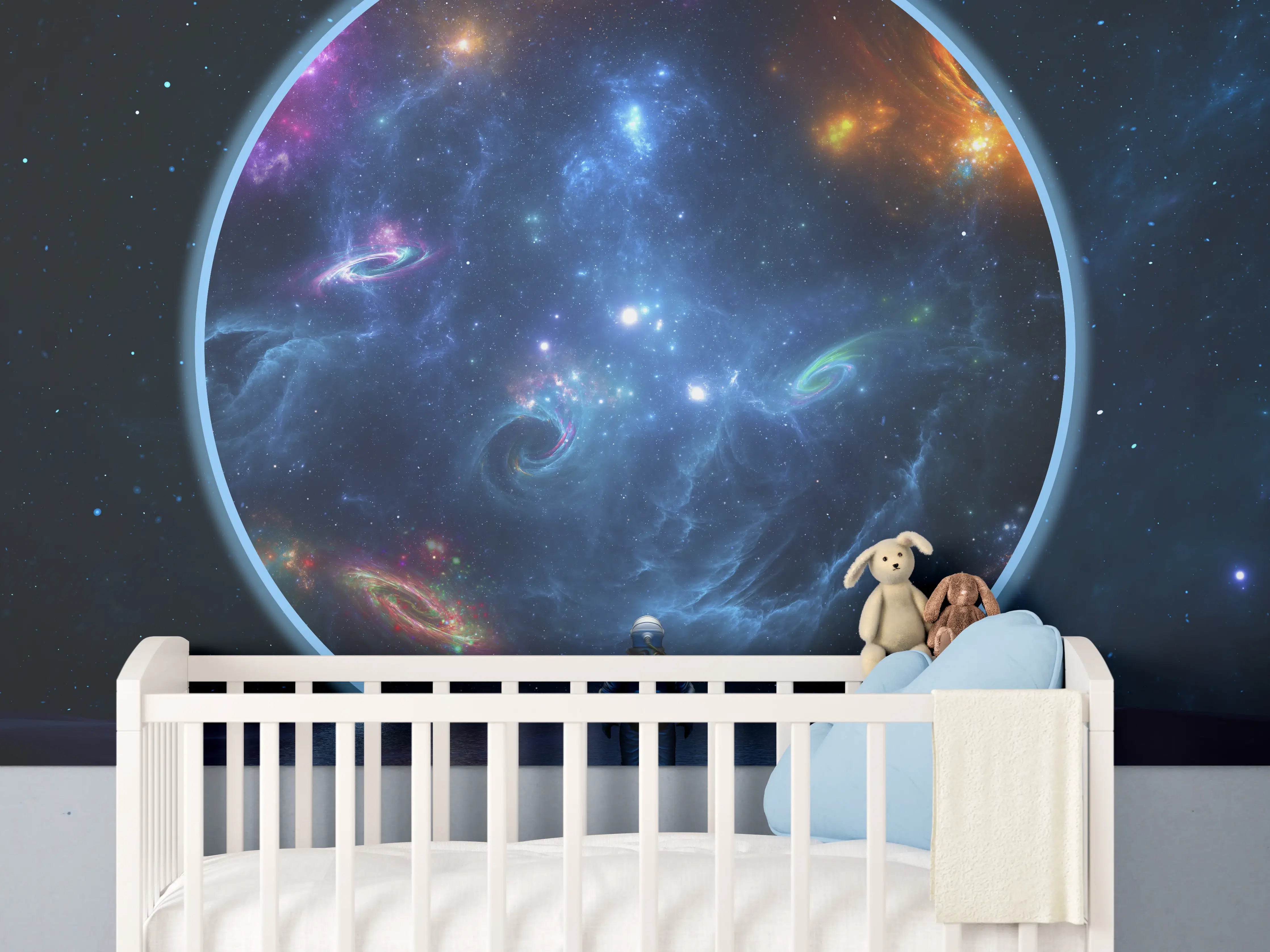 Babyzimmer Wandgestaltung - überspitze Darstellung - Weltall