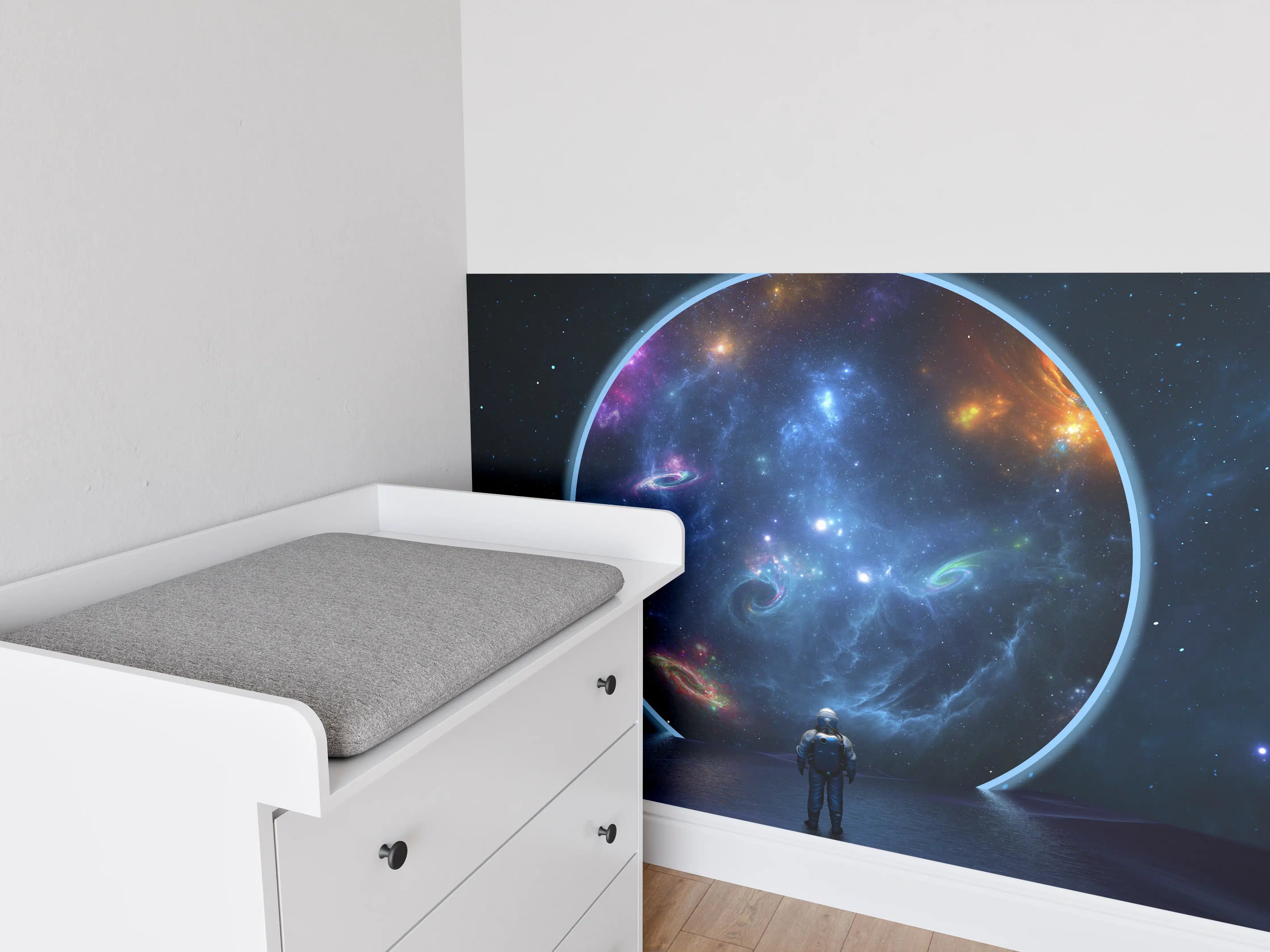 Babyzimmer Wandgestaltung - überspitze Darstellung - Weltall