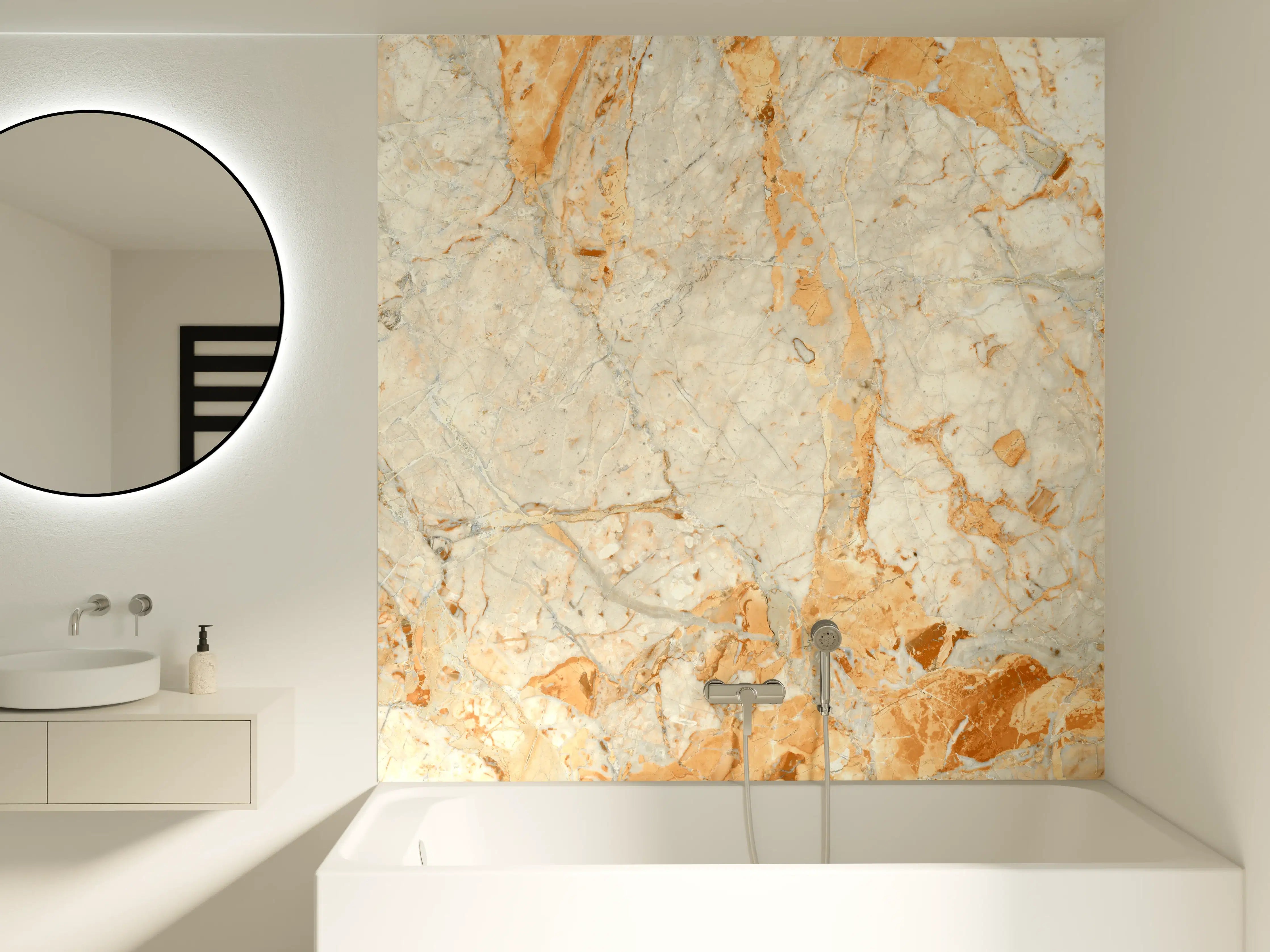 Badewannen-Rückwand - Rötlich-beiger Marmor