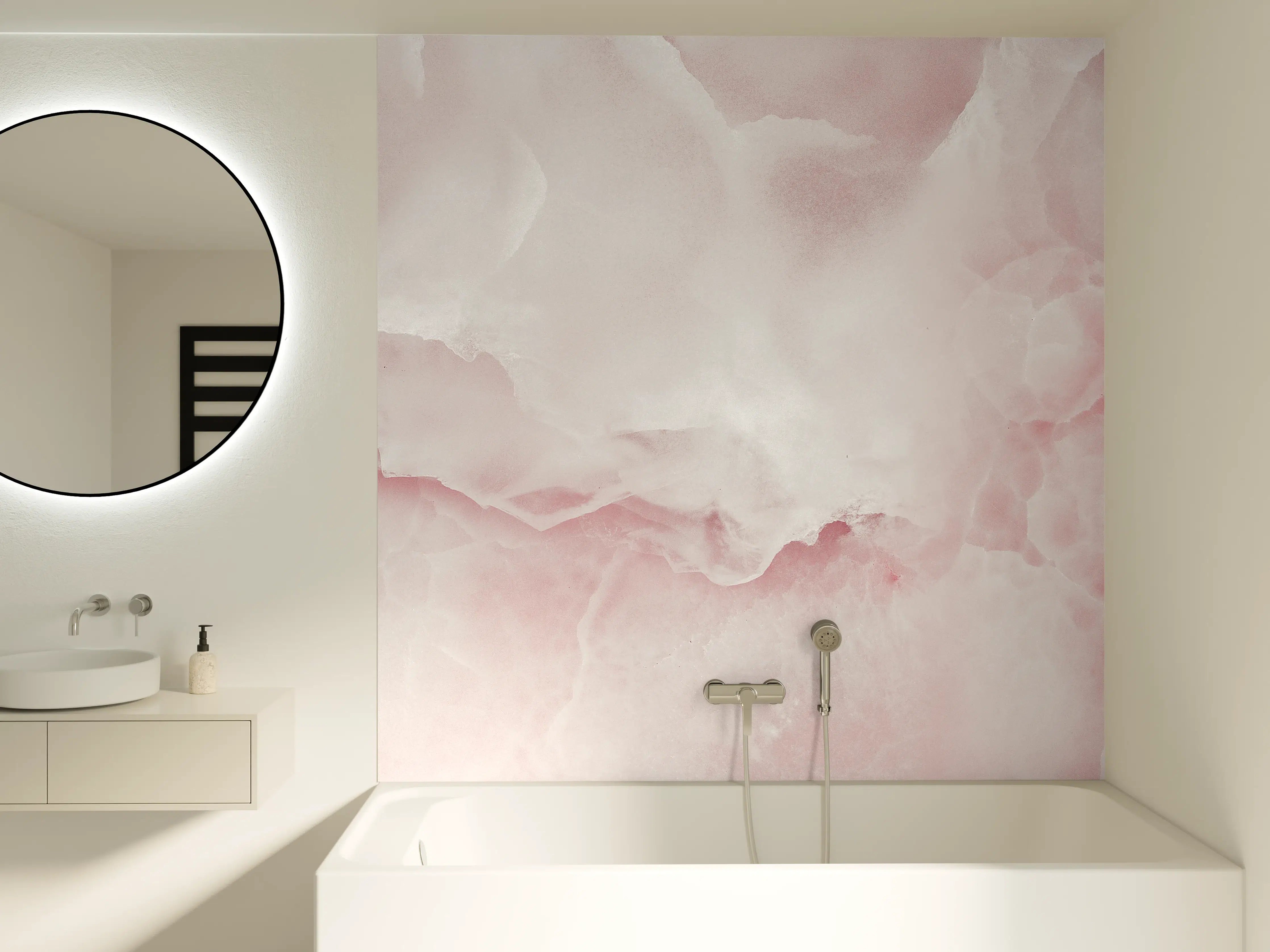 Badewannen-Rückwand - Rosa Emperador Onyx Marmor