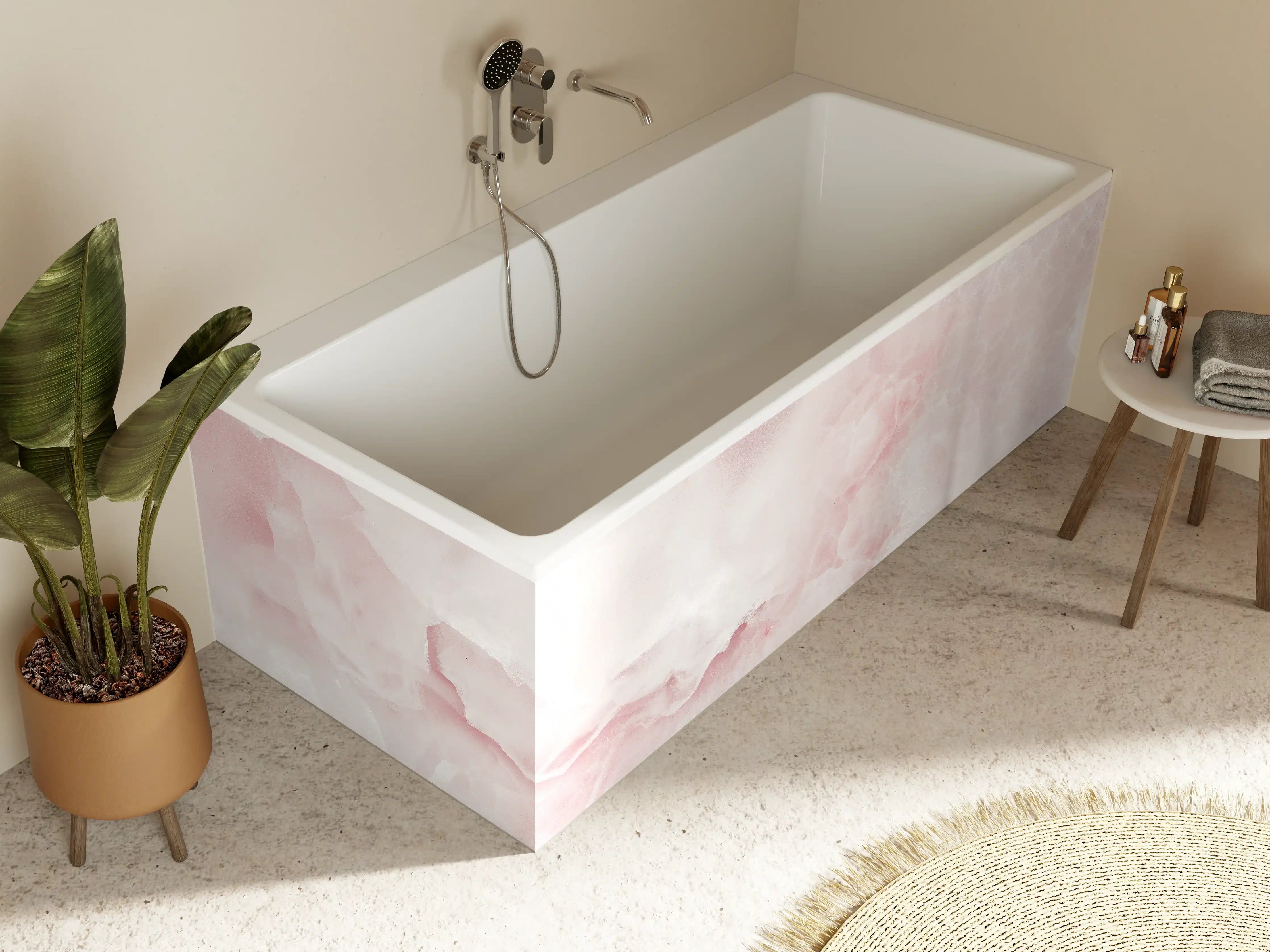 Badewannen-Rückwand - Rosa Emperador Onyx Marmor