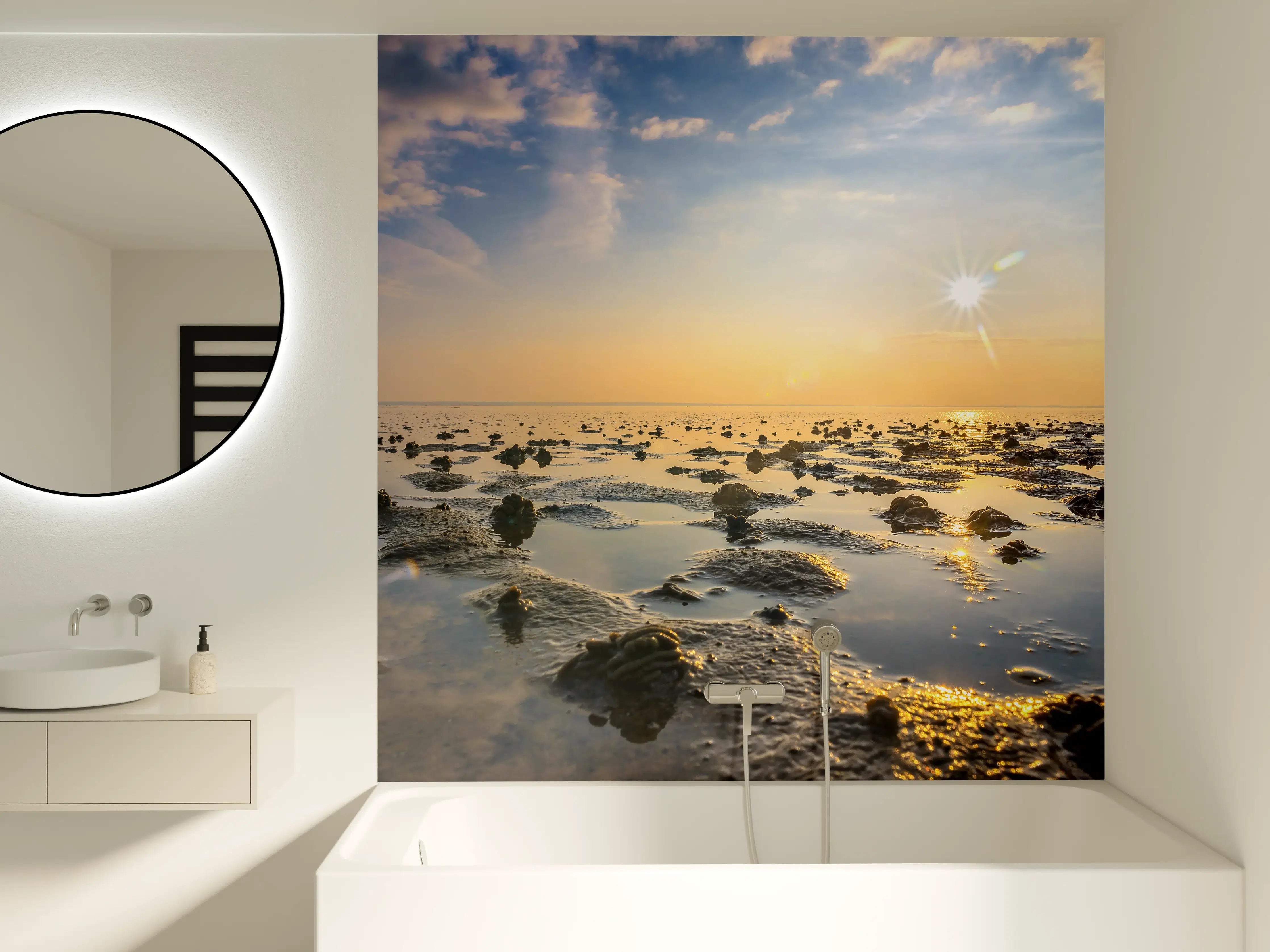 Badewannen-Rückwand - endlose Küste der Nordsee