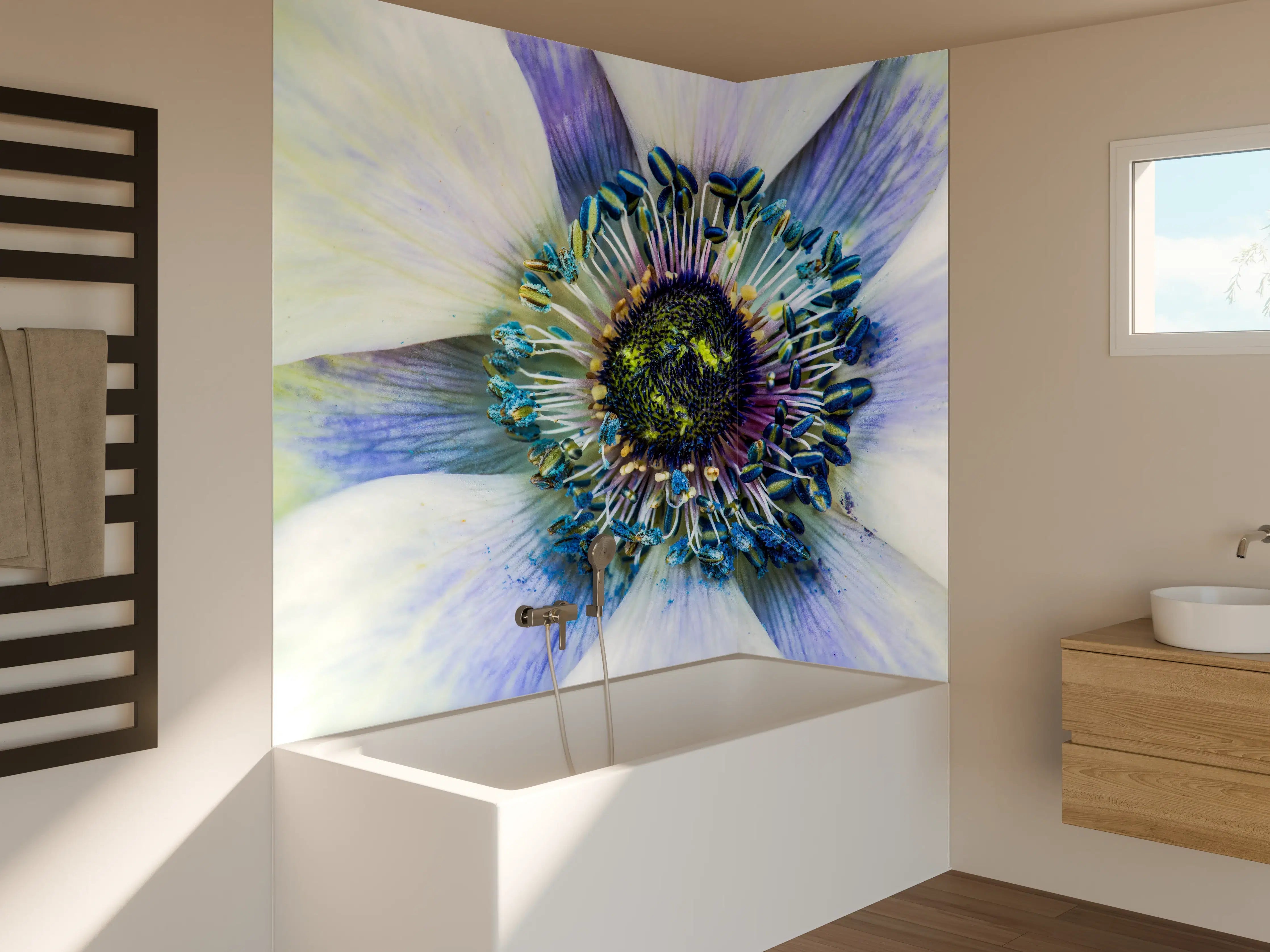 Badewannen-Rückwand - hübsche aufblühende Blume