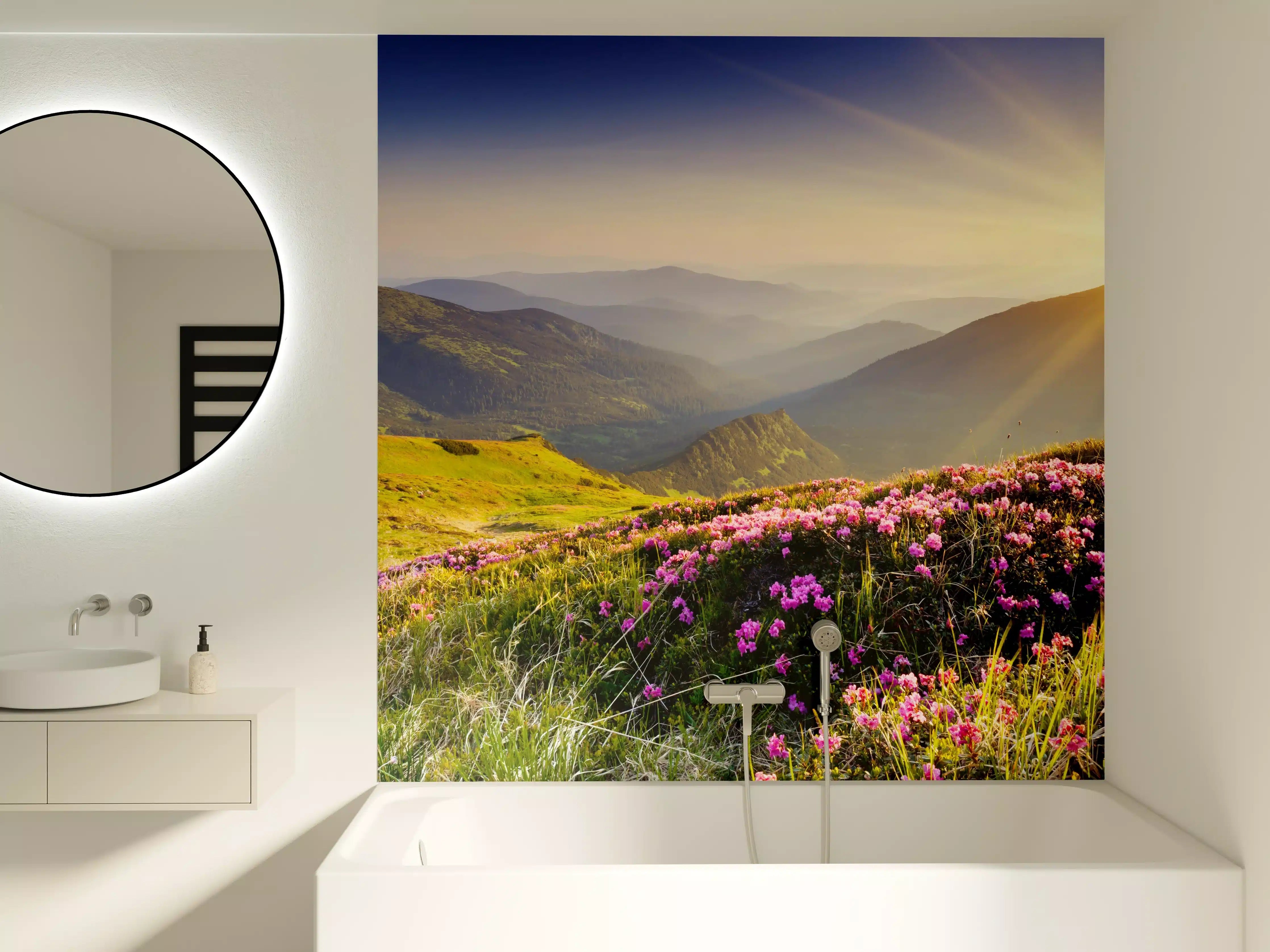 Badewannen-Rückwand - ruhige Berglandschaft in der Schweiz