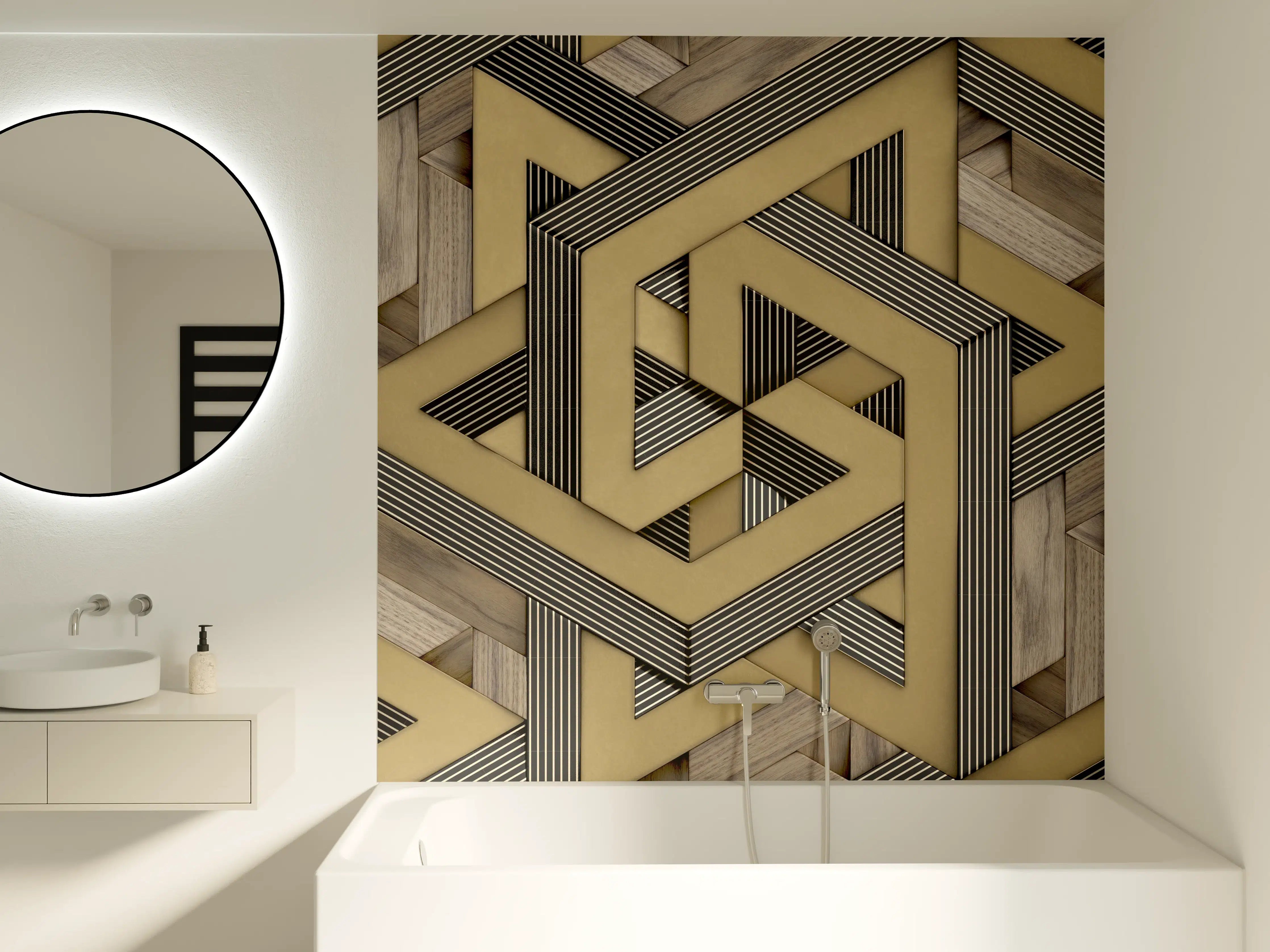 Badewannen-Rückwand - 3D- Tapeten Muster - Mosaik