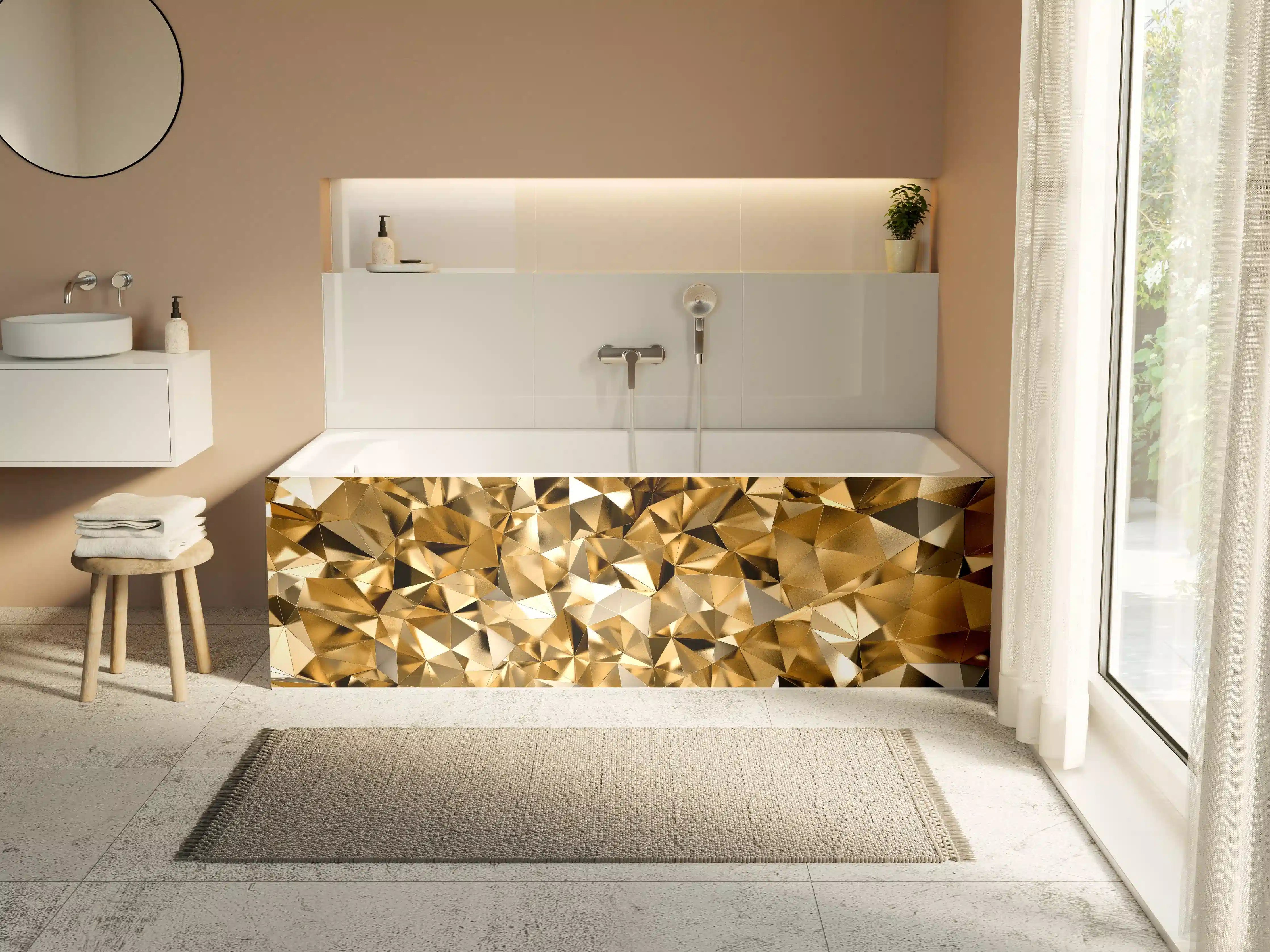 Badewannen-Rückwand - 3D Illustration - Goldenes Design