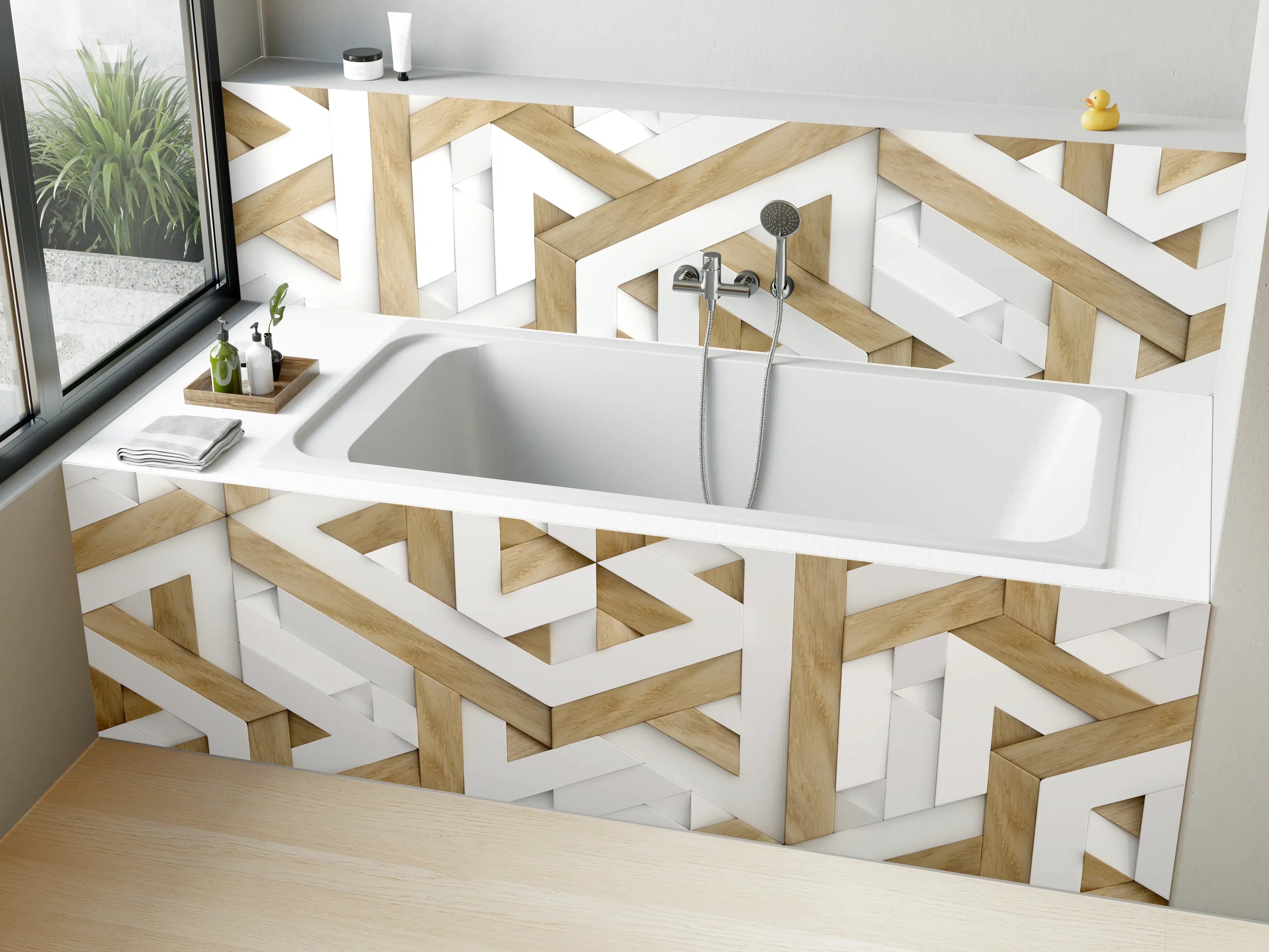 Badewannen-Rückwand - 3D Tapete - Mosaik Muster