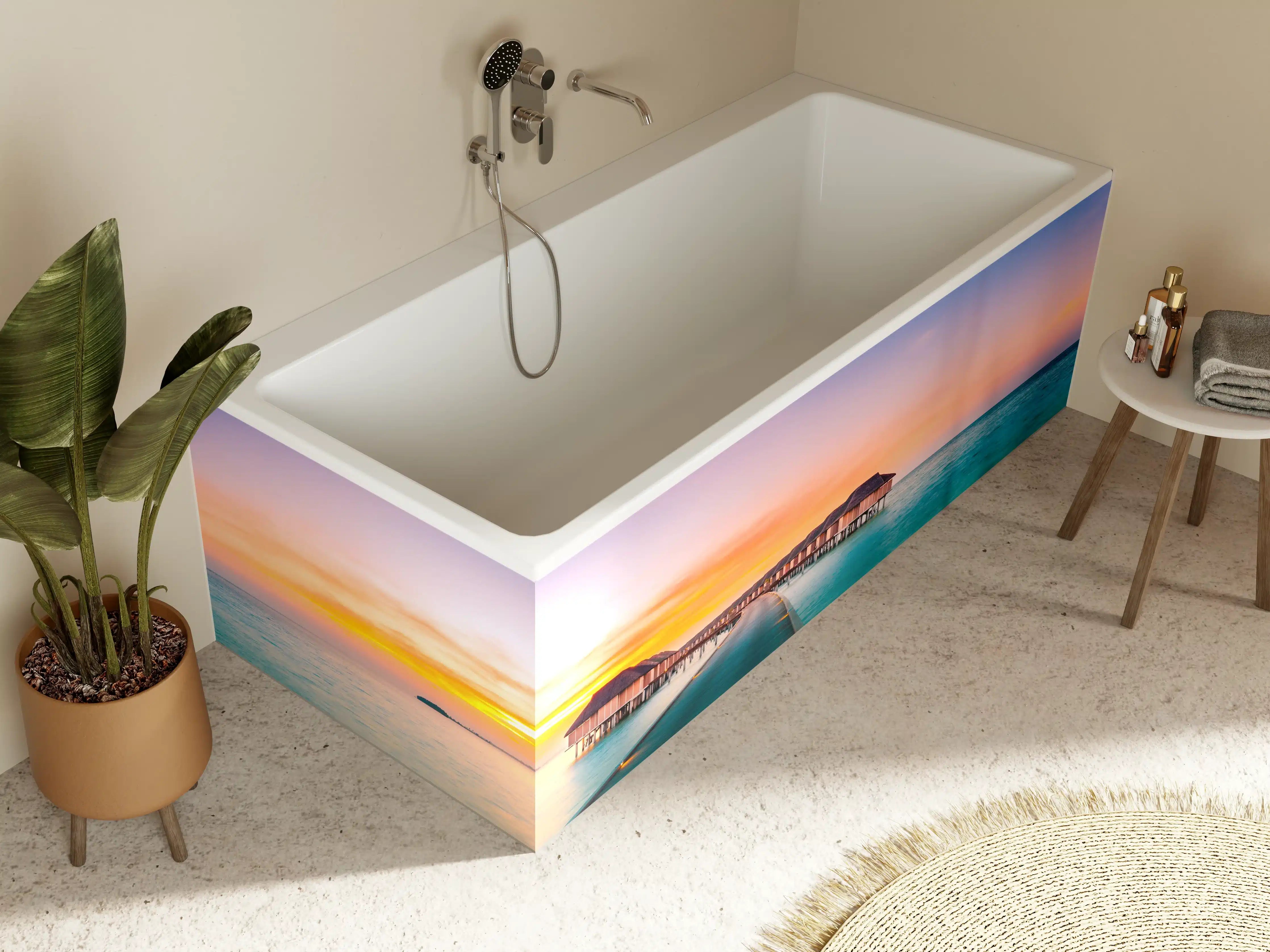 Badewannen-Rückwand - Abendgrau am Meeressteg