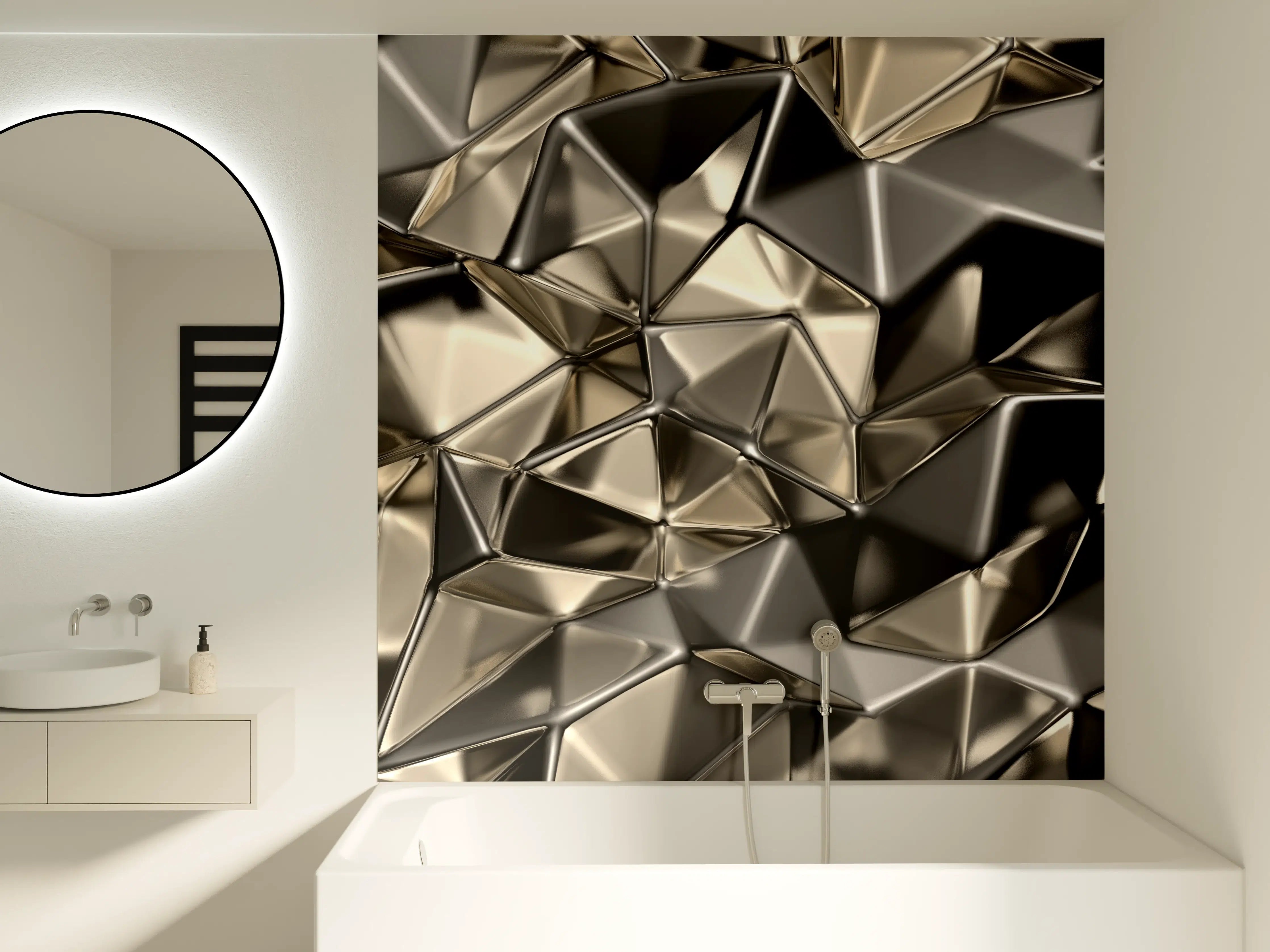 Badewannen-Rückwand - Abstract Metallic Triangle Pattern