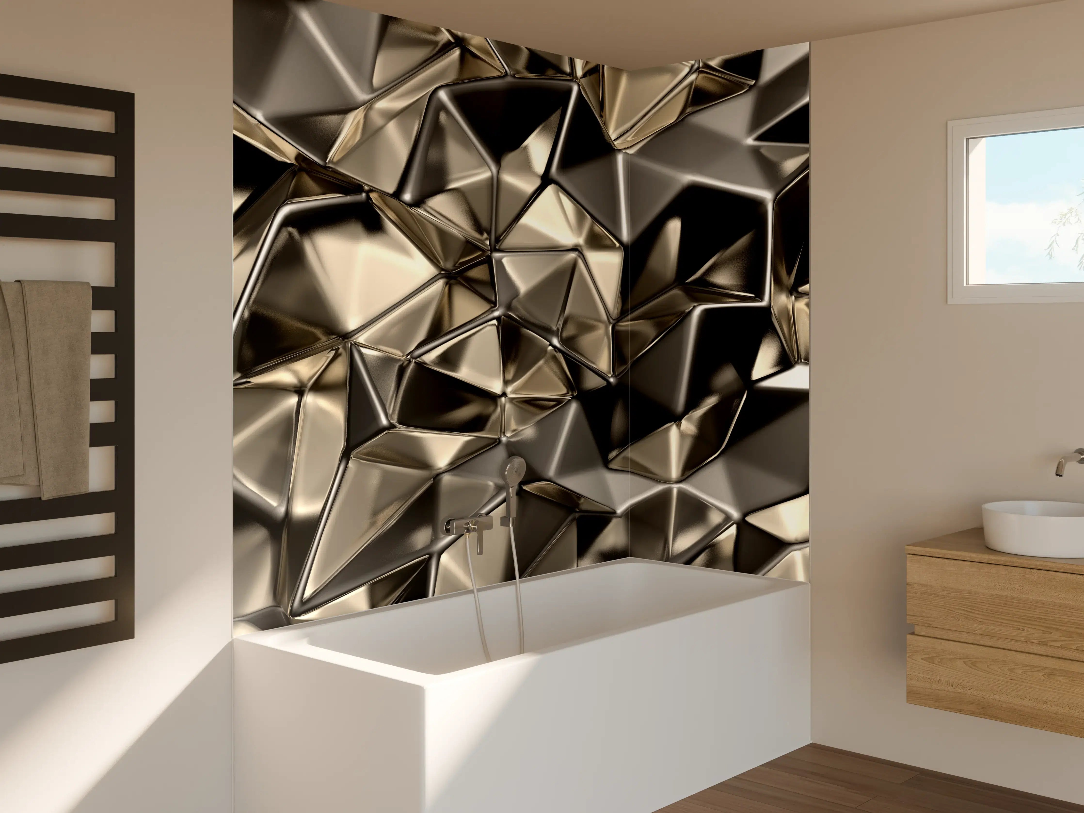 Badewannen-Rückwand - Abstract Metallic Triangle Pattern