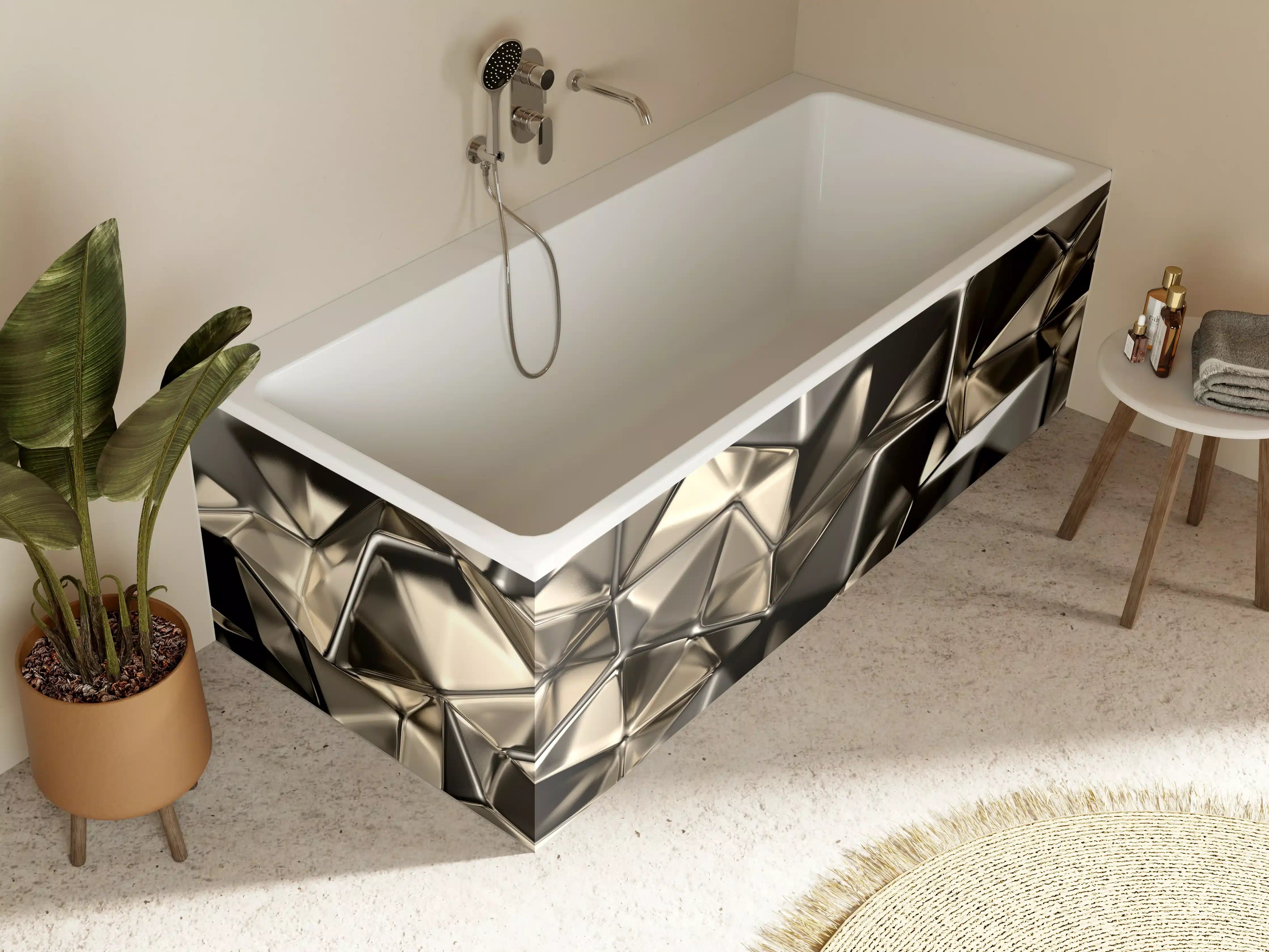 Badewannen-Rückwand - Abstract Metallic Triangle Pattern