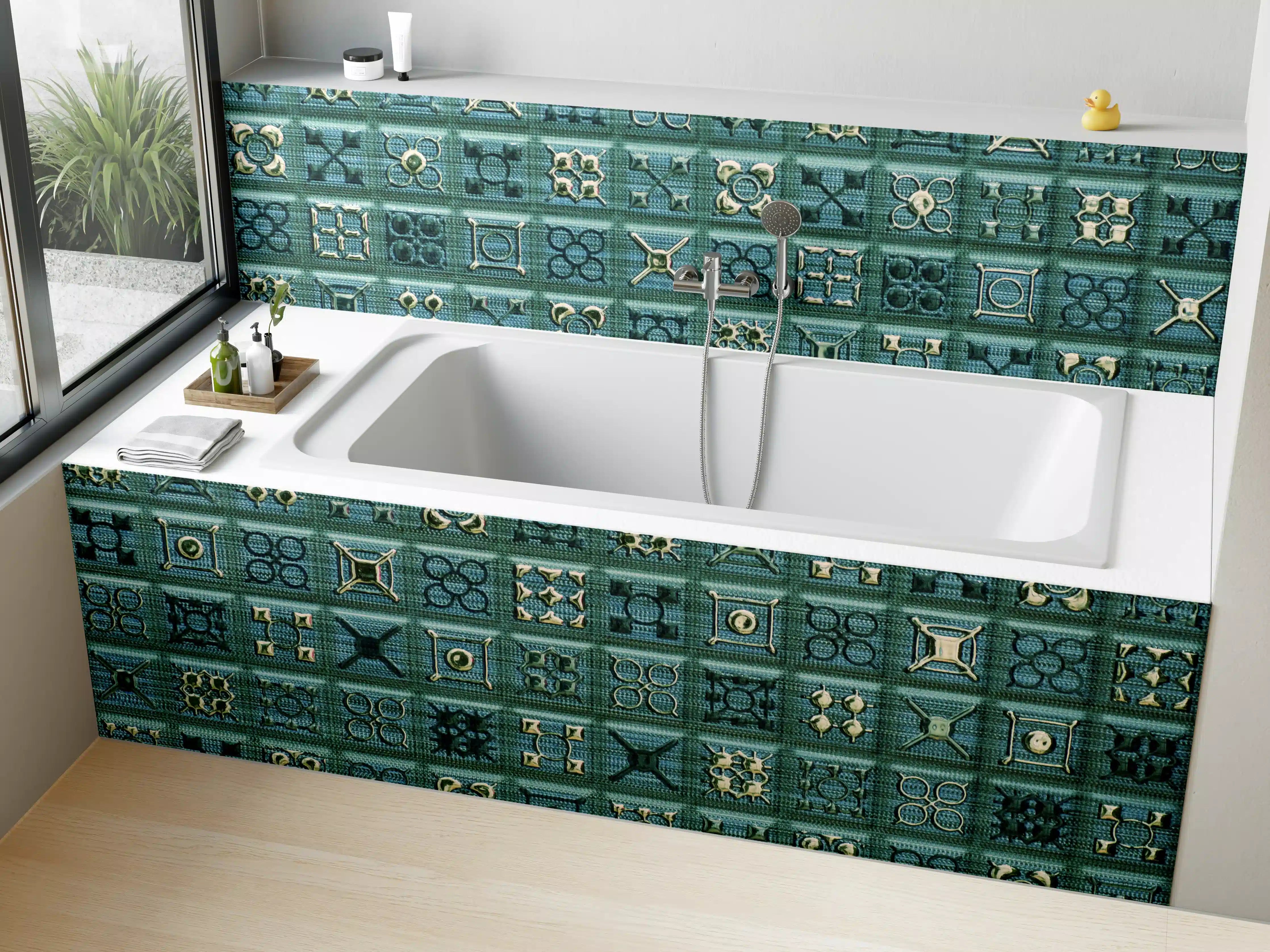 Badewannen-Rückwand - Abstract Mosaik Fliesenmuster