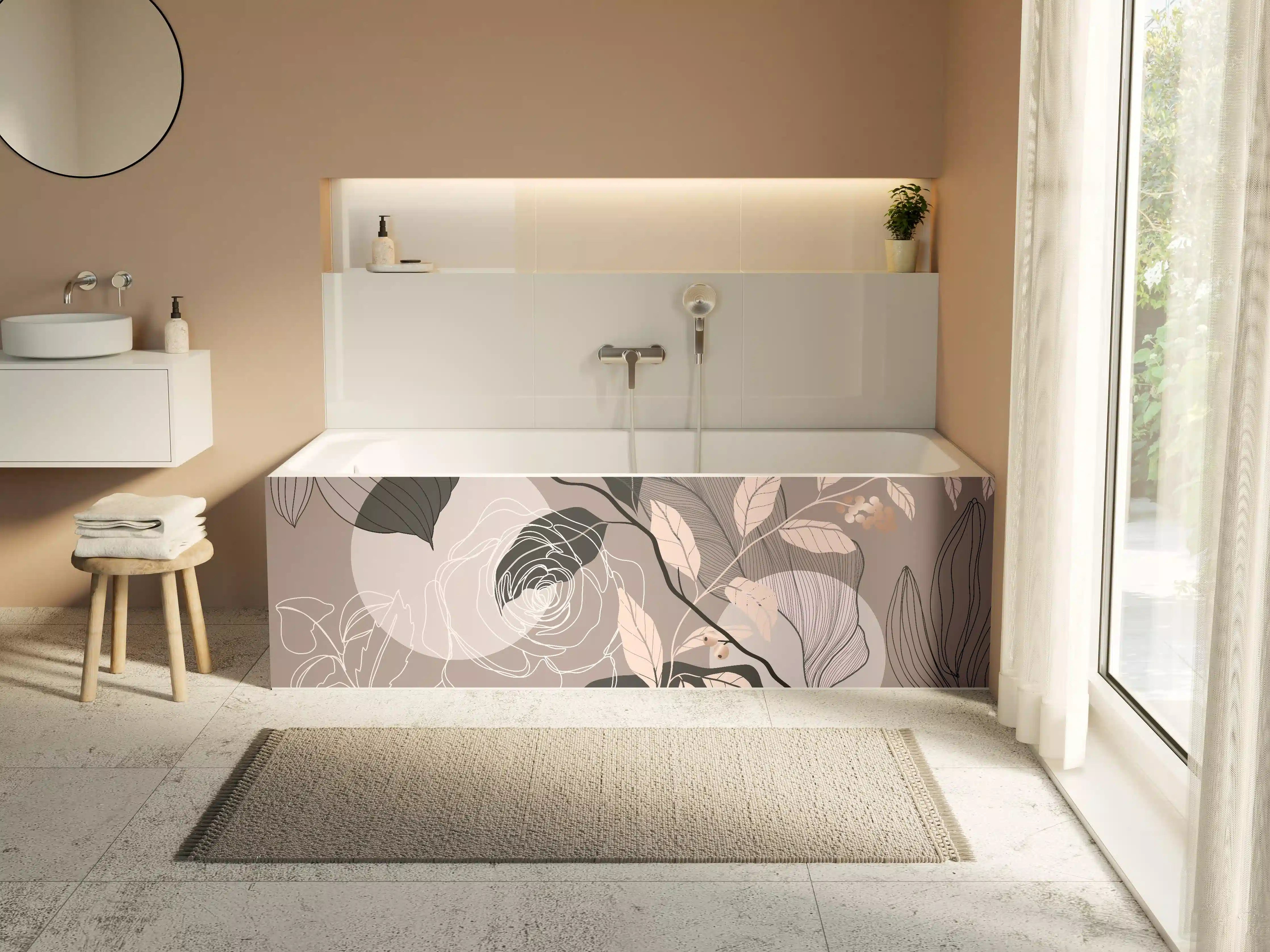 Badewannen-Rückwand - Abstrakte Blumen Illustration