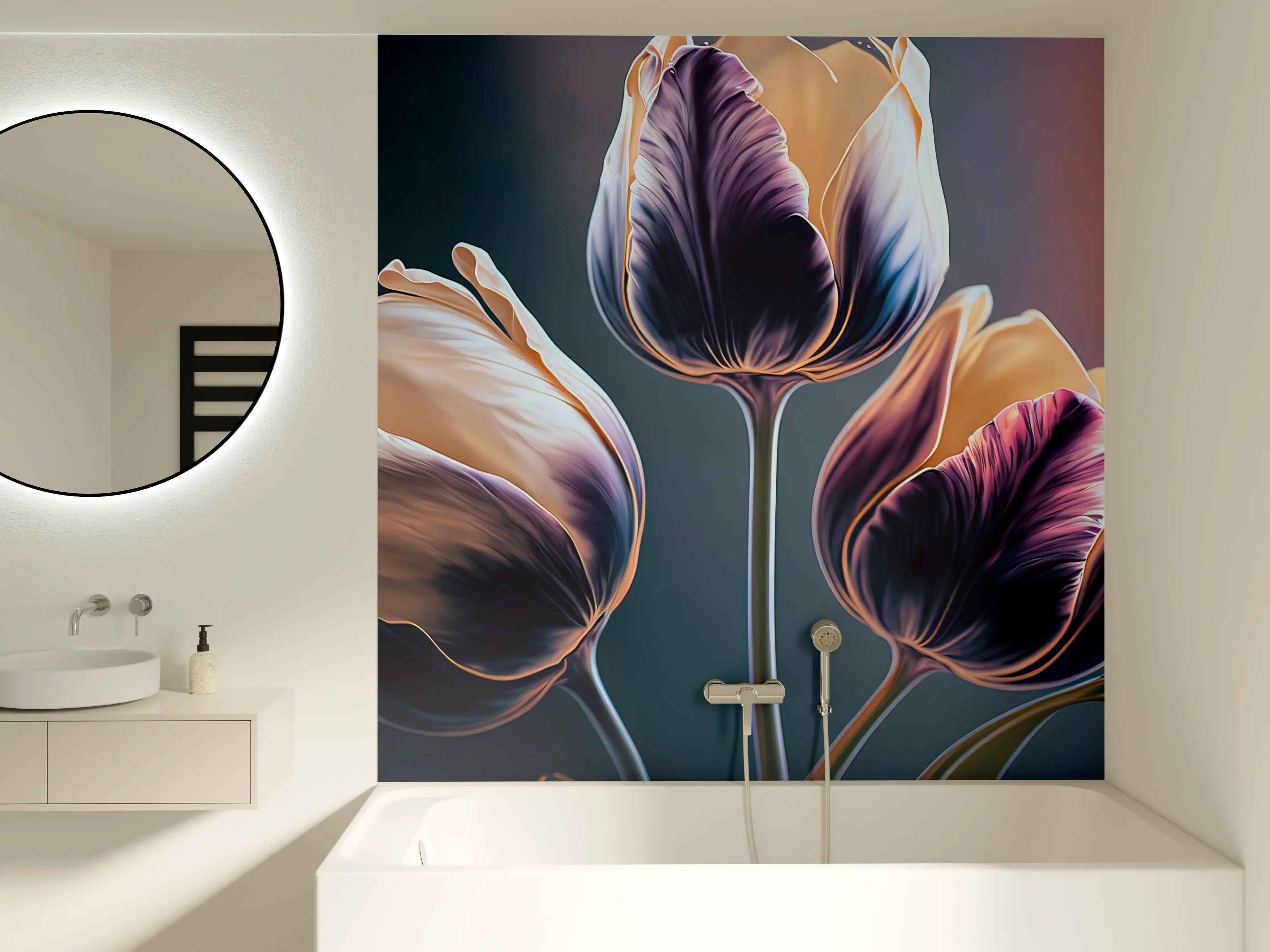 Badewannen-Rückwand - Abstrakte Fließende Tulpen Kunst