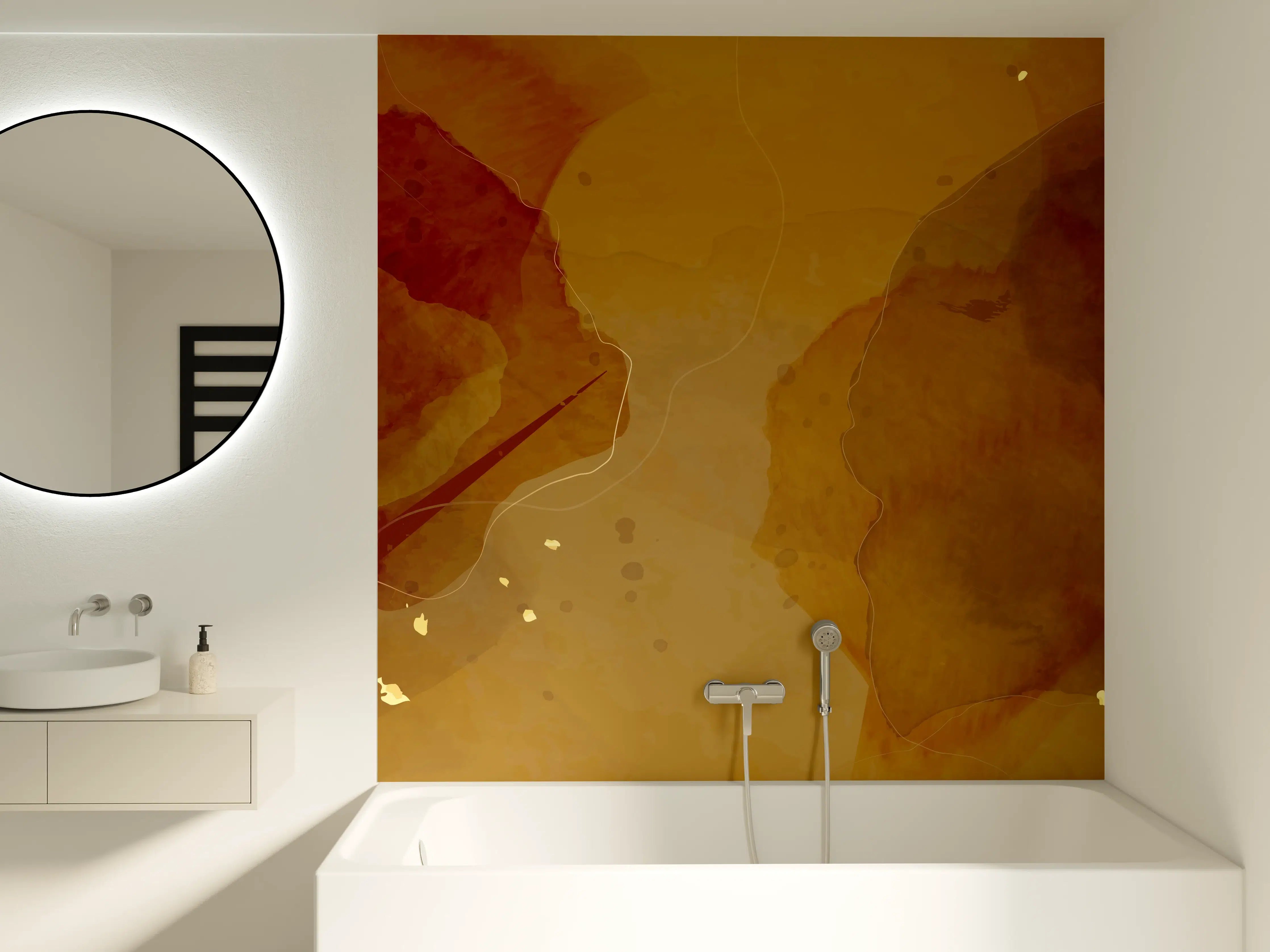Badewannen-Rückwand - Abstrakte Goldbraune Kunst