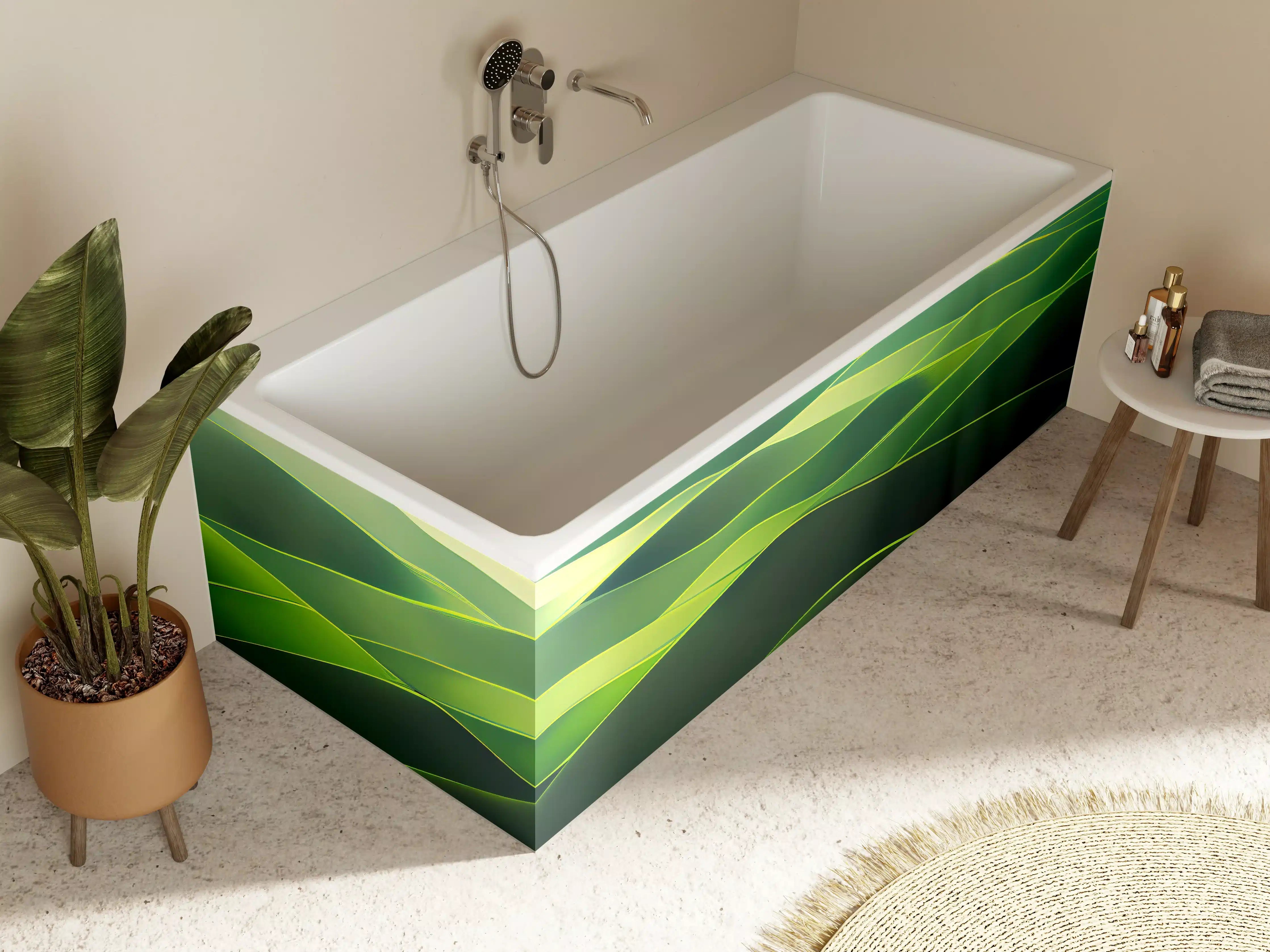 Badewannen-Rückwand - Abstrakte Grüne Landschaft Illustration