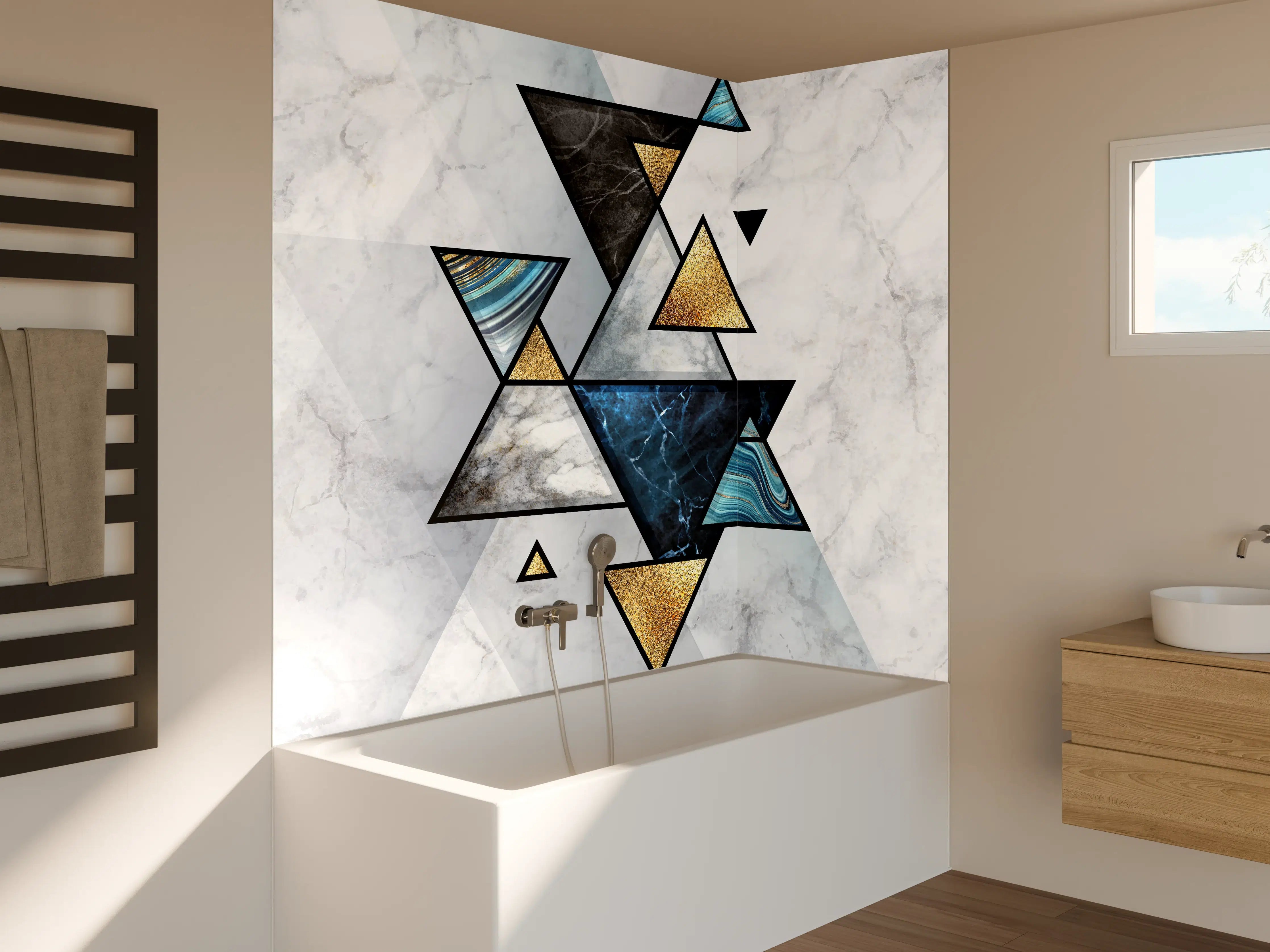 Badewannen-Rückwand - Abstrakte Marmor Mosaik Textur