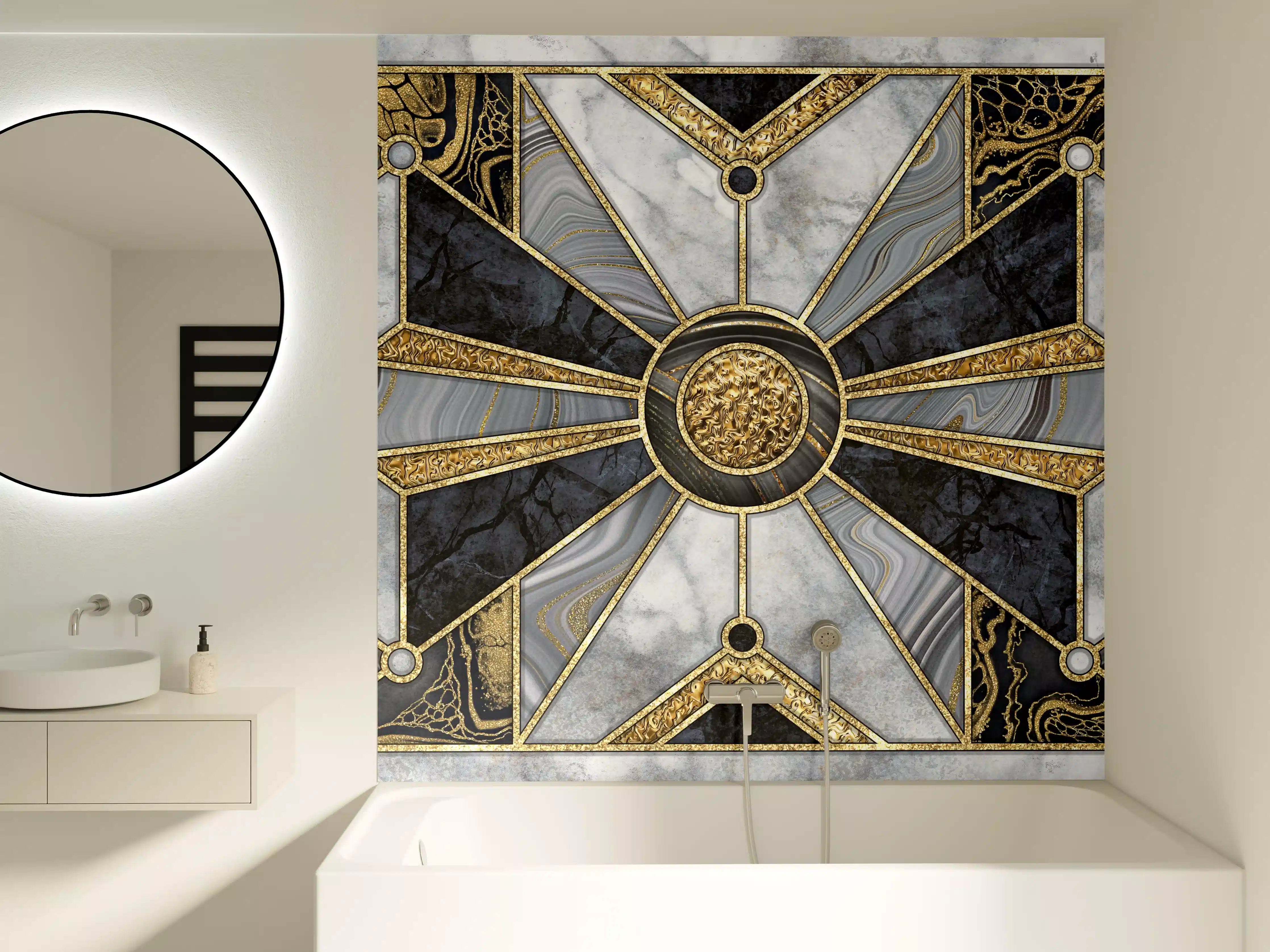 Badewannen-Rückwand - Abstrakte Marmor-Mosaik Wandfliesen