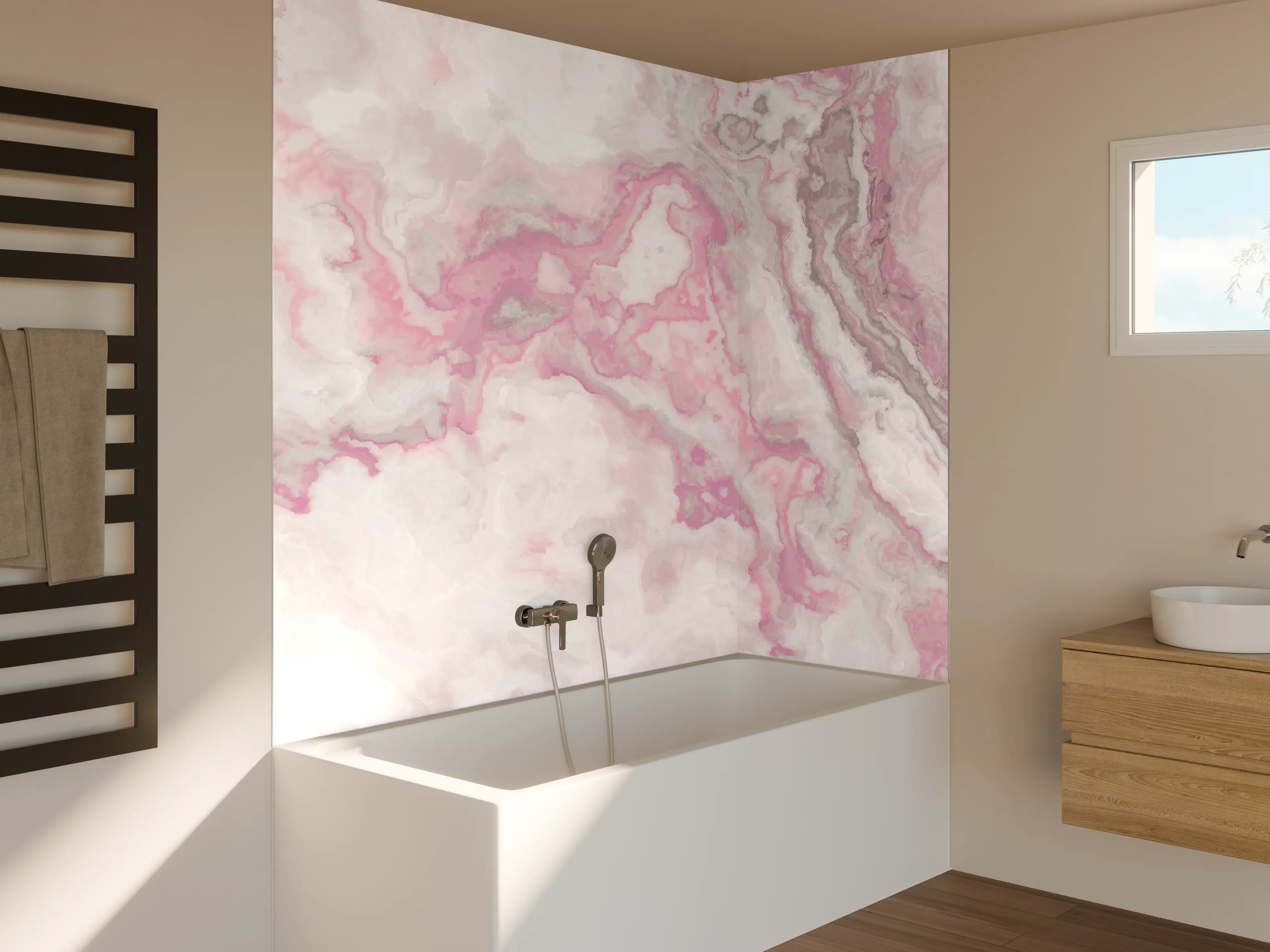 Badewannen-Rückwand - Abstrakte Marmor Struktur - Aquarelldarstellung